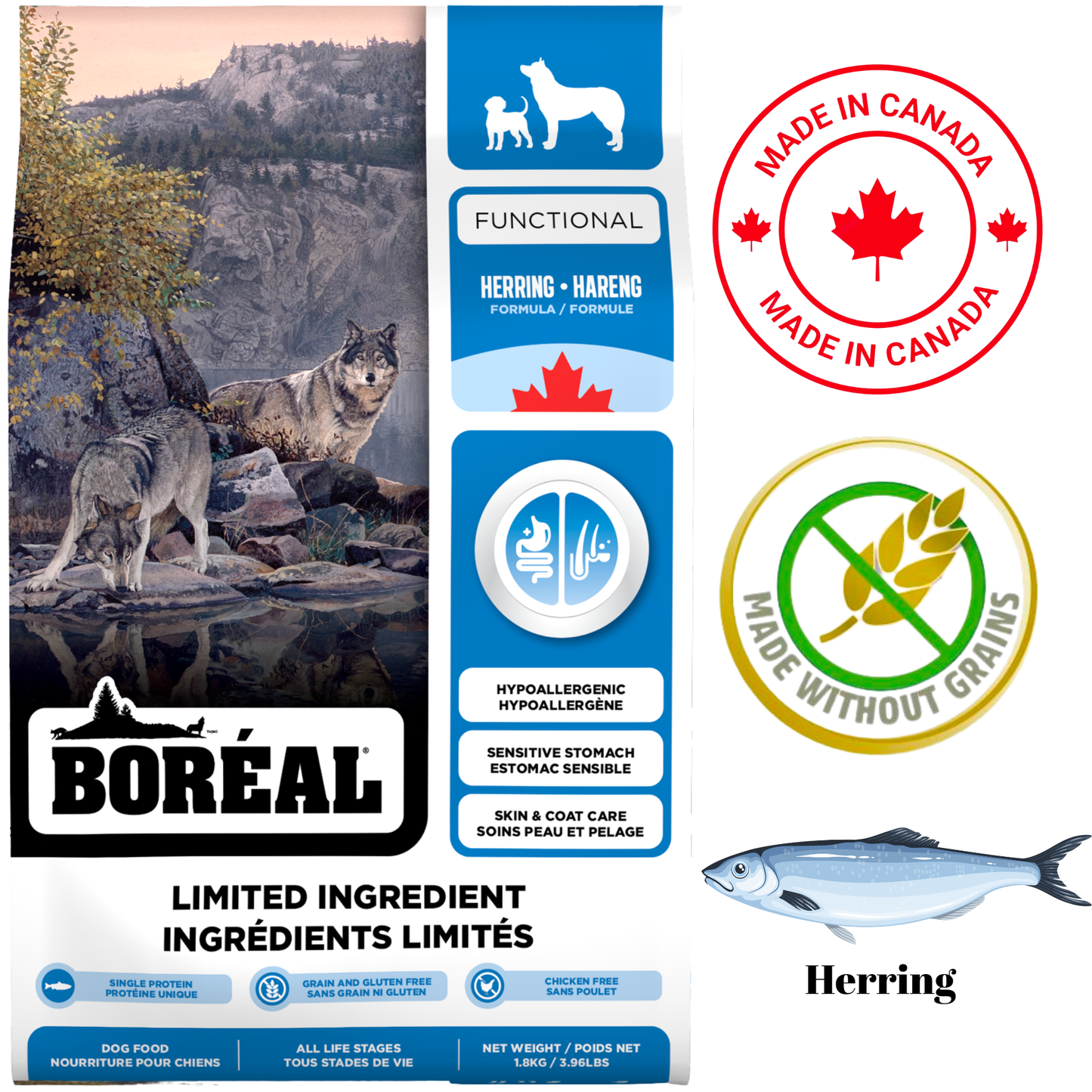 Boreal - Functional Limited Ingredient Grain Free Herring Dry Dog Food - 4 lb