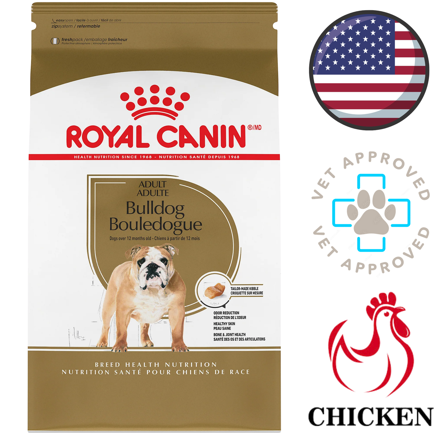 Royal Canin - Breed Health Nutrition Bulldog Adult Dry Dog Food - 30 lb