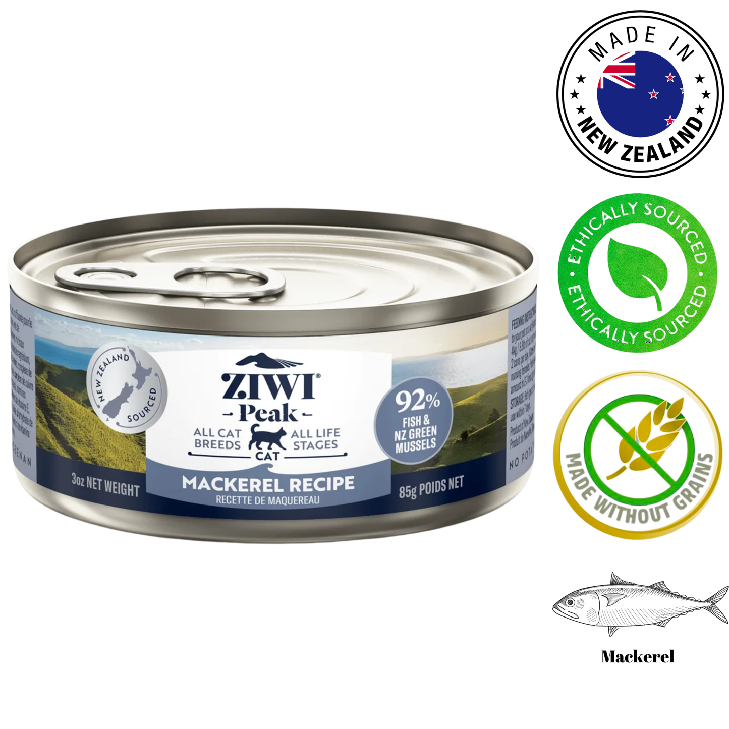 ZIWI - Mackerel Canned Cat Food - 3 Oz