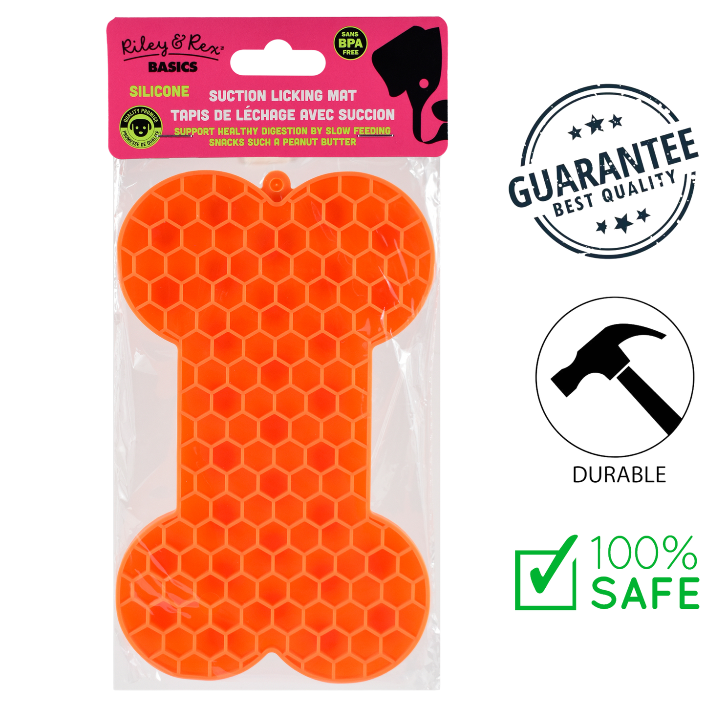 Riley & Rex - Bone Shaped Slow Feeding Licking Mat - 7 In