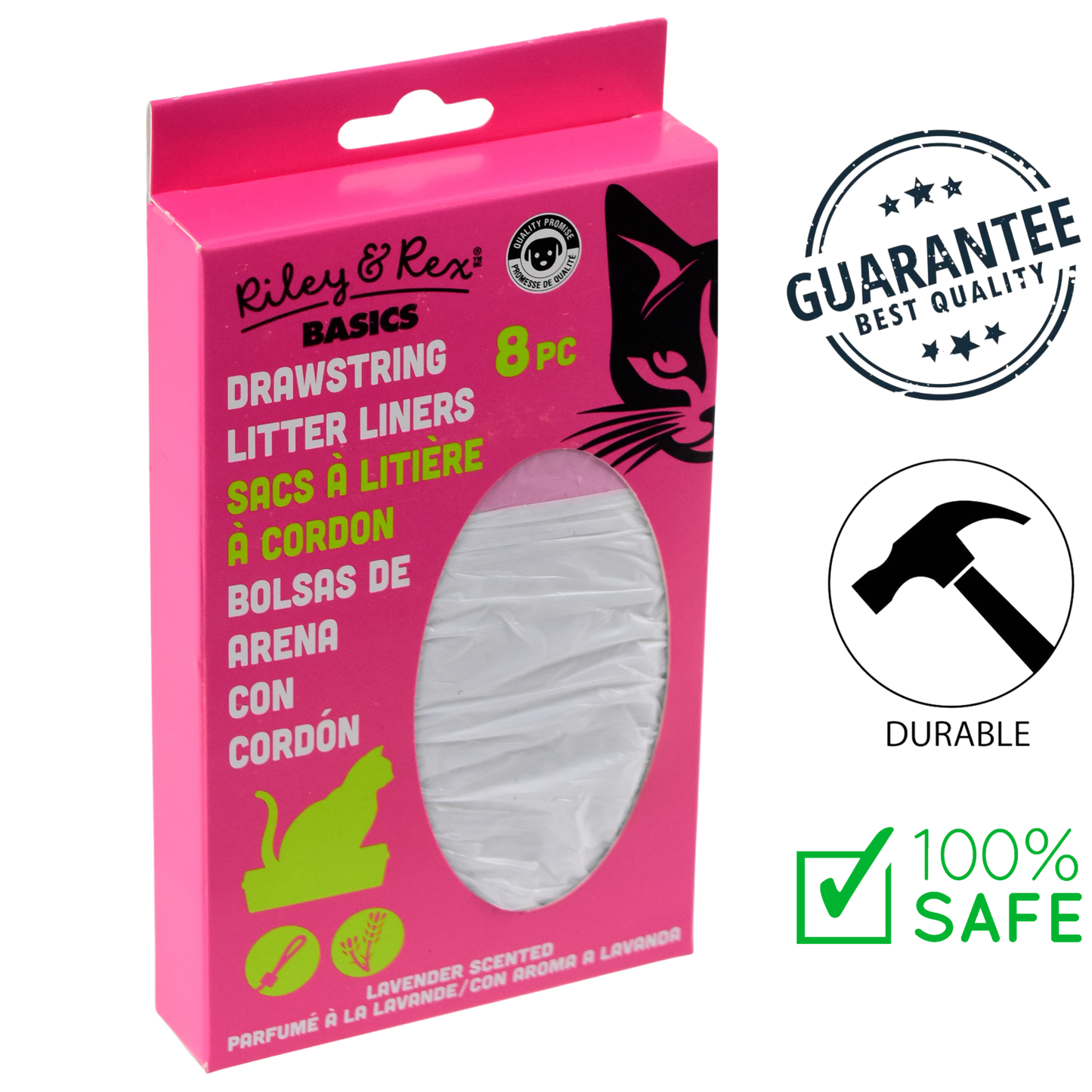 Riley & Rex - Drawstring Litter Box Lavender Scent Liners - 8 Pcs