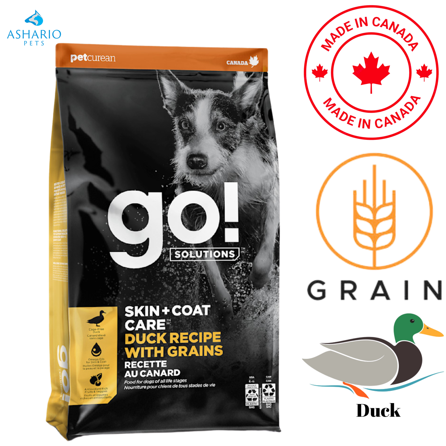 Go! Solutions - Skin + Coat Care Duck With Grains Dry Dog Food