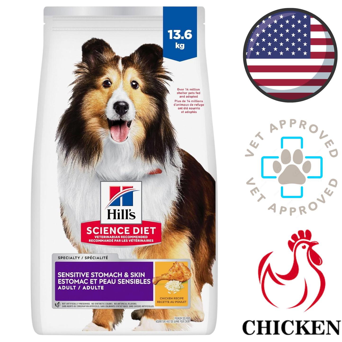 Hill's Science Diet - Sensitive Stomach & Skin Chicken Dry Dog Food - 30 lb