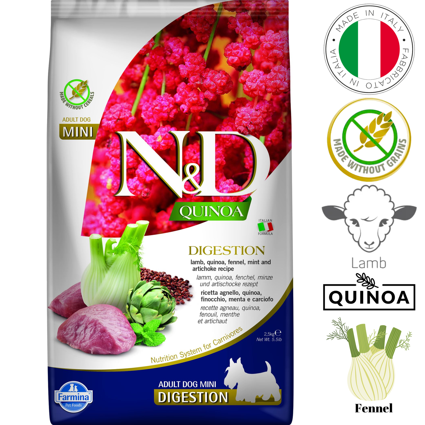 Farmina - Digestion Lamb & Quinoa Adult Mini Dry Dog Food - 4.4 lb