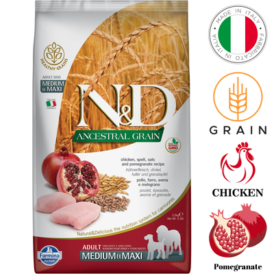 Farmina - Ancestral Grain Chicken & Pomegranate Medium & Maxi Dry Dog Food - 5.5 lb