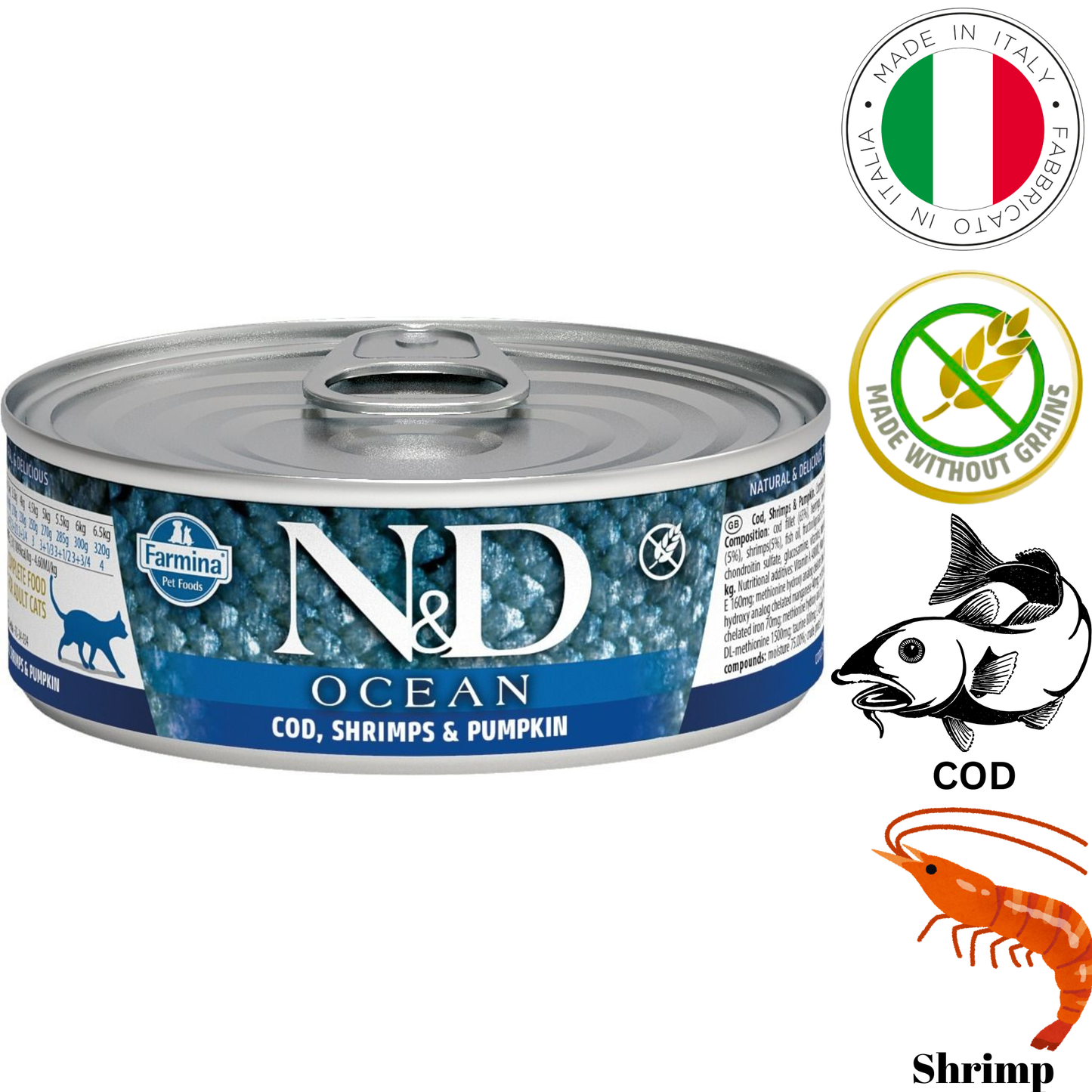 Farmina - Ocean Cod & Shrimp Canned Cat Food - 2.8 Oz