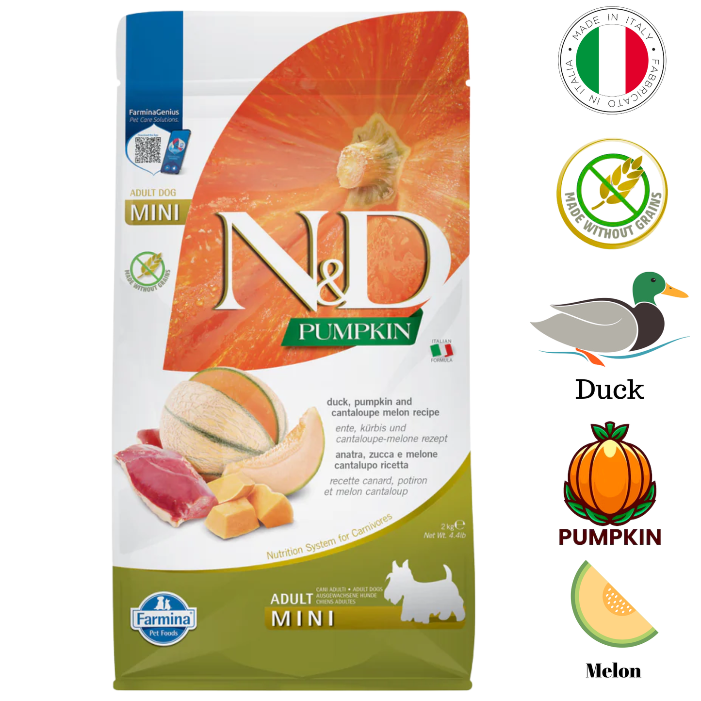 Farmina - Pumpkin Duck & Cantaloupe Adult Mini Dry Dog Food - 4.4 lb
