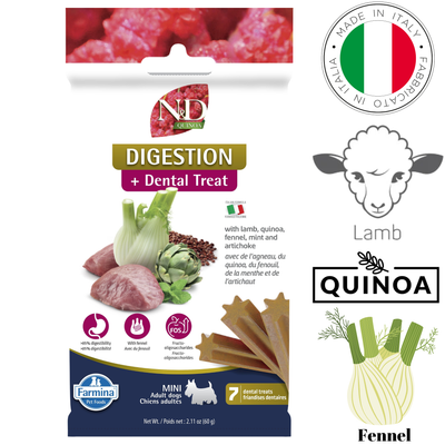 Farmina - Digestion Lamb & Quinoa Adult Mini Dental Dog Treats - 60 Grams