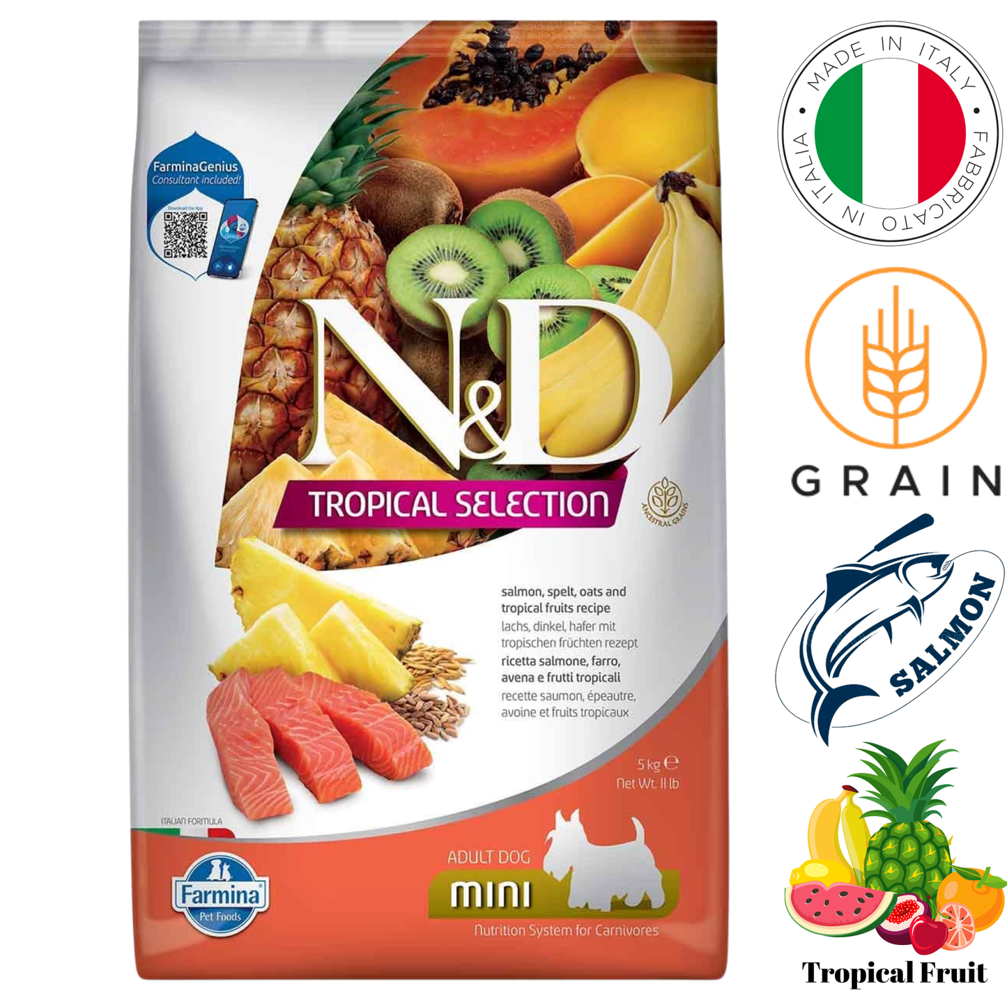 Farmina - Tropical Selection Salmon & Tropical Fruits Adult Mini Dry Dog Food - 3.3 lb