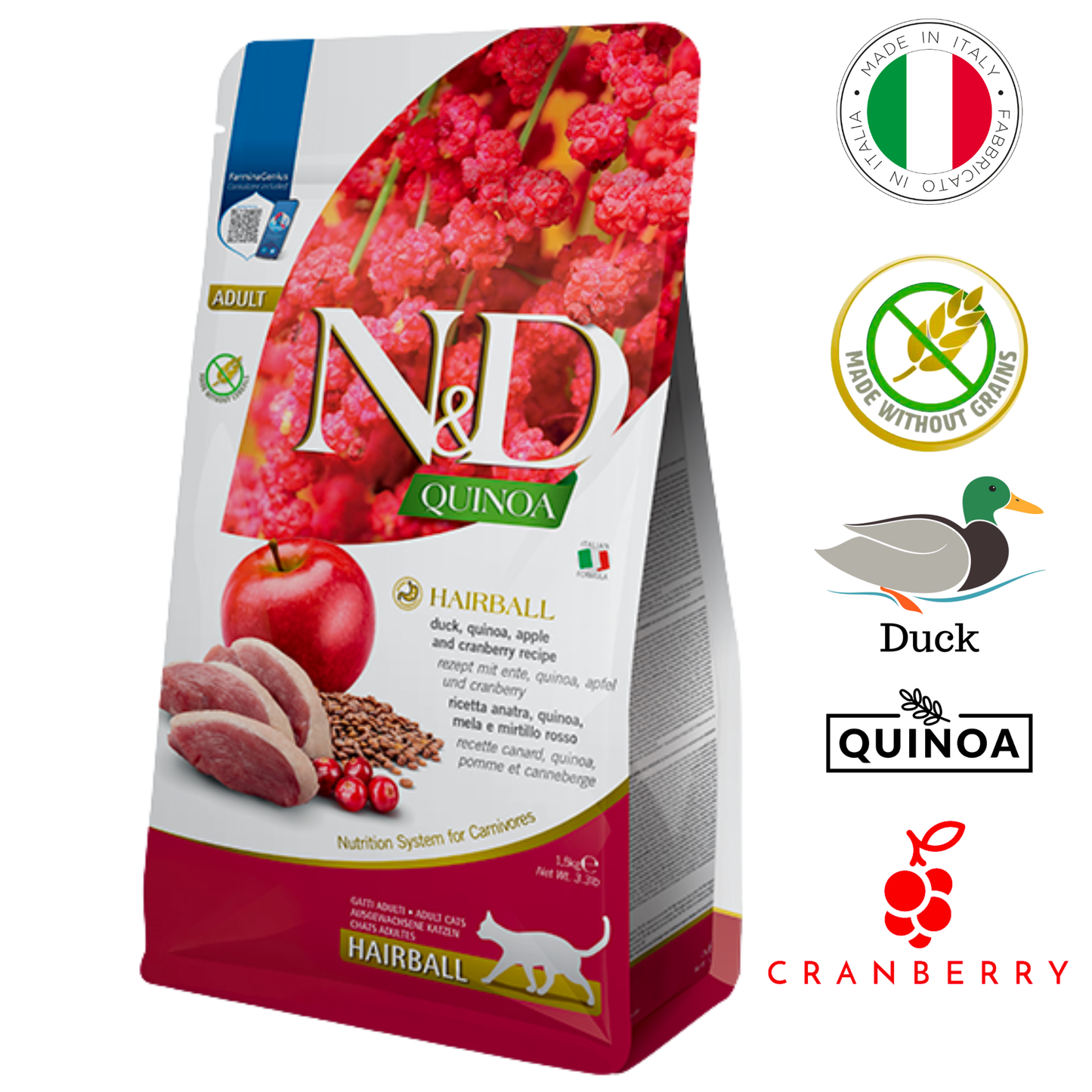 Farmina - Hairball Control Duck & Quinoa Dry Cat Food - 3.3 lb