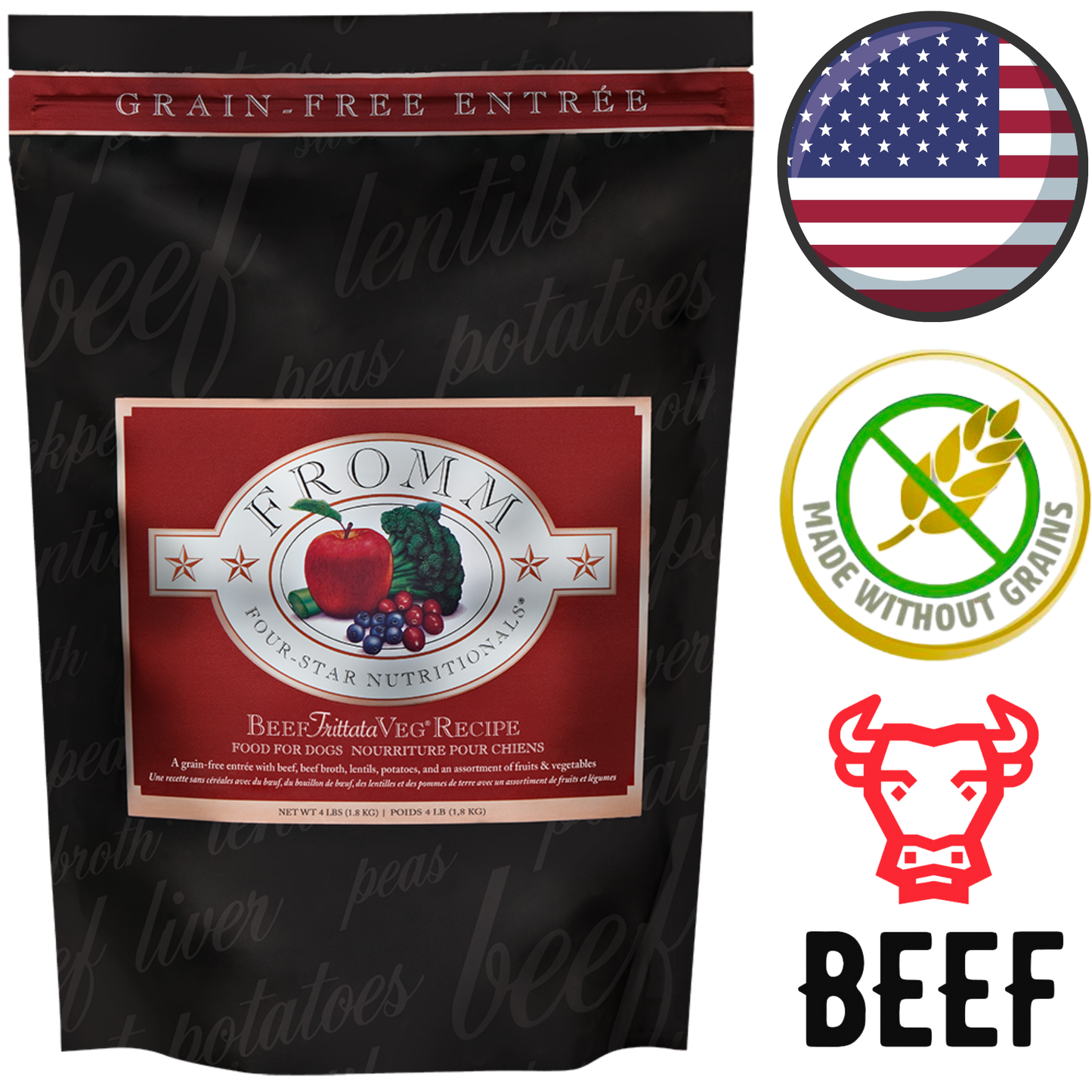 Fromm - Four Star Nutritionals Beef Frittata Veg Dry Dog Food - 4 lb