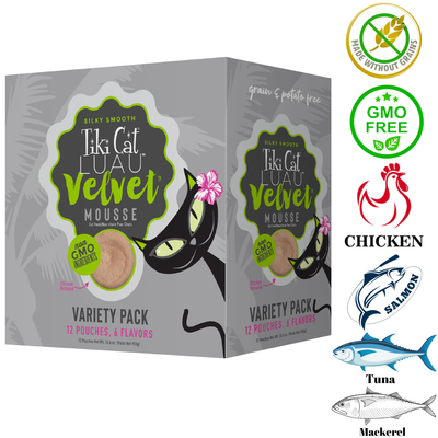 Tiki Cat - Luau Velvet Mousse Variety Pack Wet Cat Food Pouch - 2.8 Oz