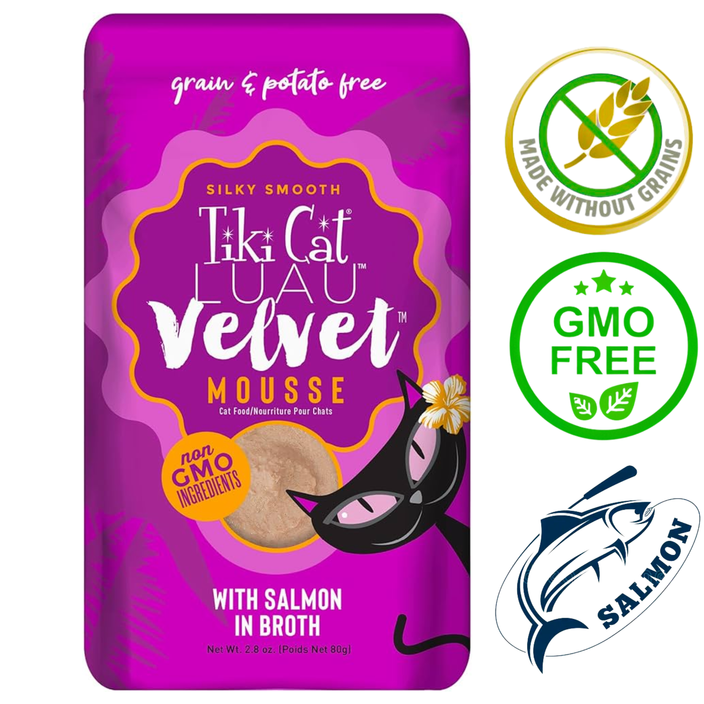 Tiki Cat - Luau Velvet Mousse Salmon In Broth Wet Cat Food Pouch - 2.8 Oz