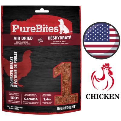 PureBites - Chicken Jerky Air Dried Dog Treats - 156 Grams