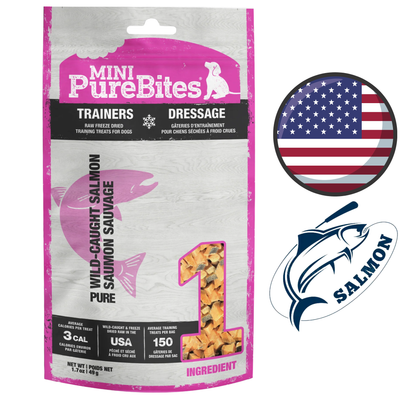 PureBites - Wild Caught Salmon Mini Trainers Freeze Dried Dog Treats - 49 Grams