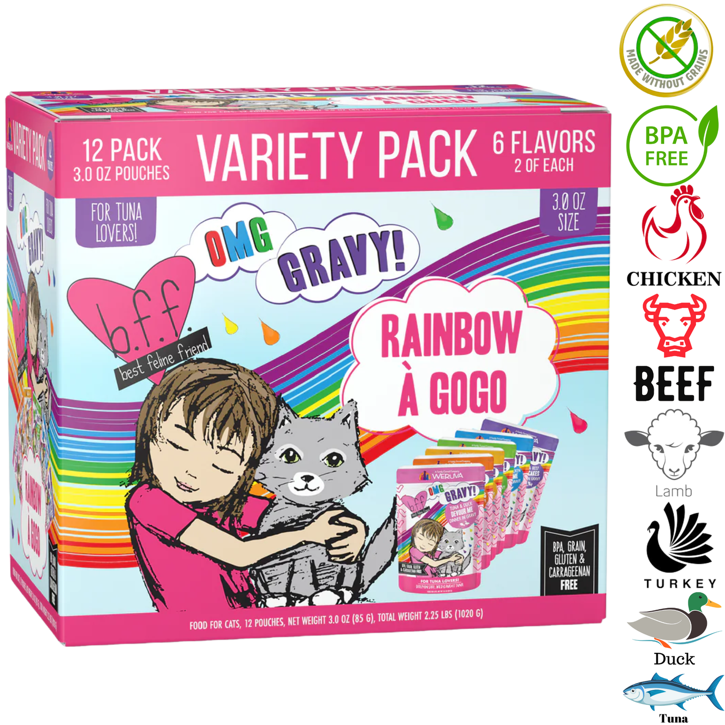 Weruva - BFF Rainbow A Gogo Variety Pack Wet Cat Food Pouch - 3 Oz