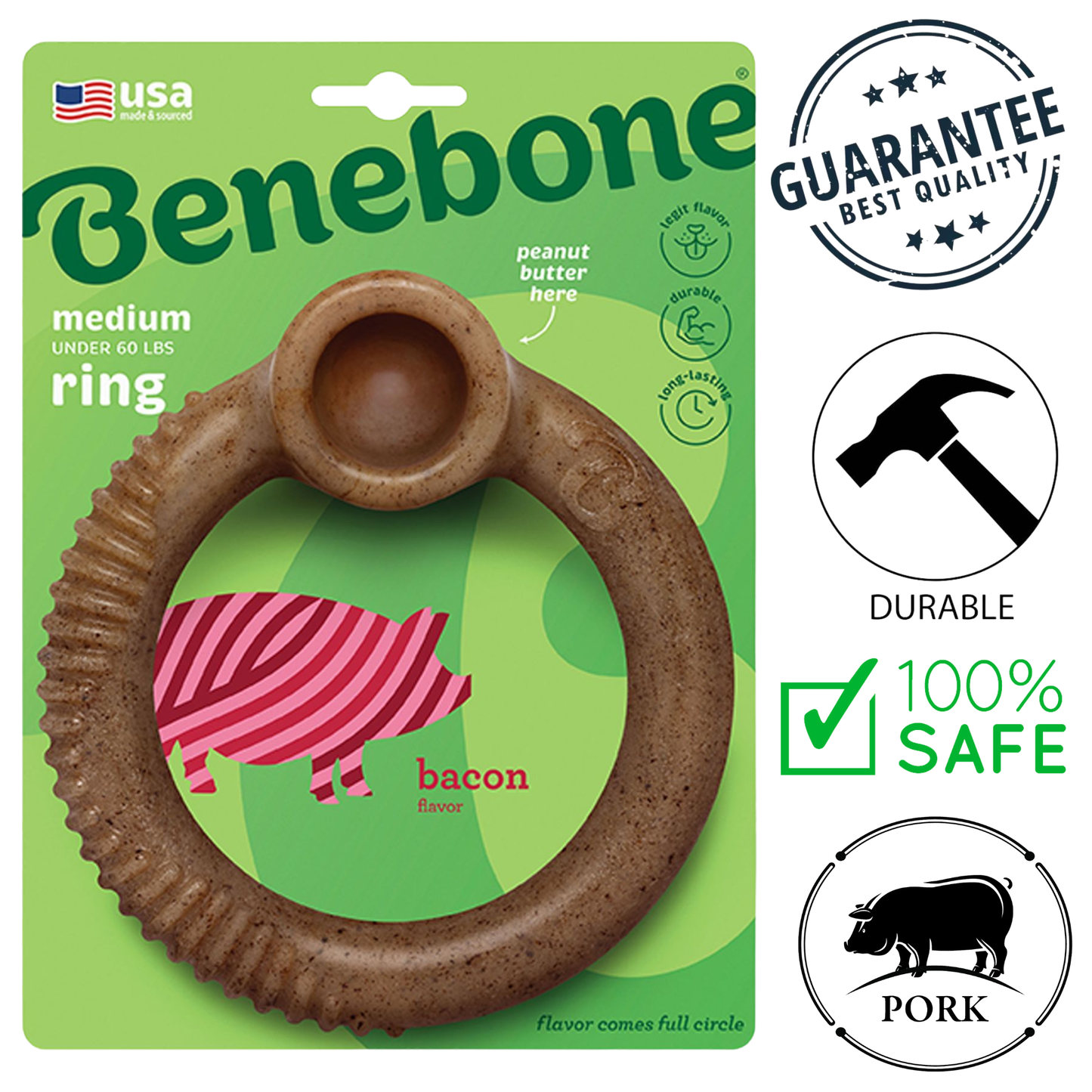 Benebone - Bacon Ring Dog Chew Treat