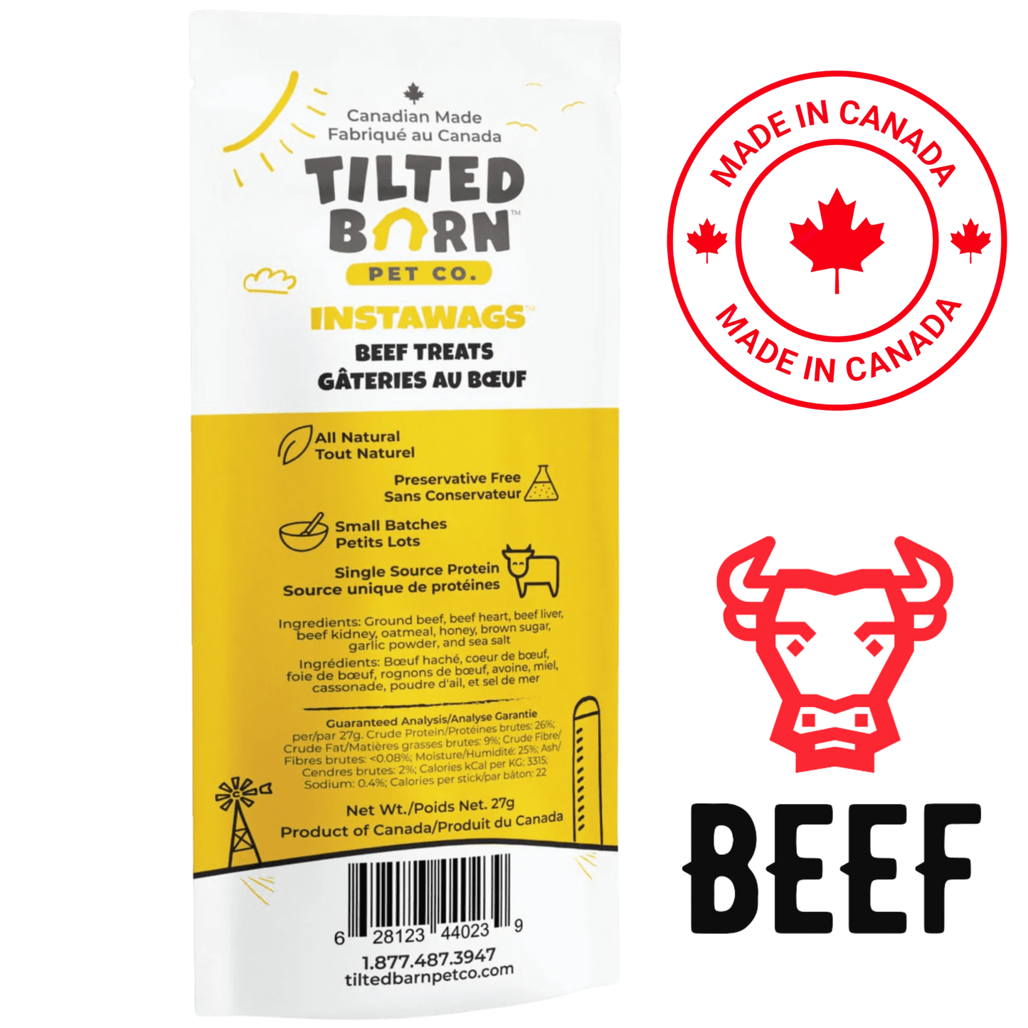 Tilted Barn - Canadian Beef InstaWags Dog Treats - 27 Grams