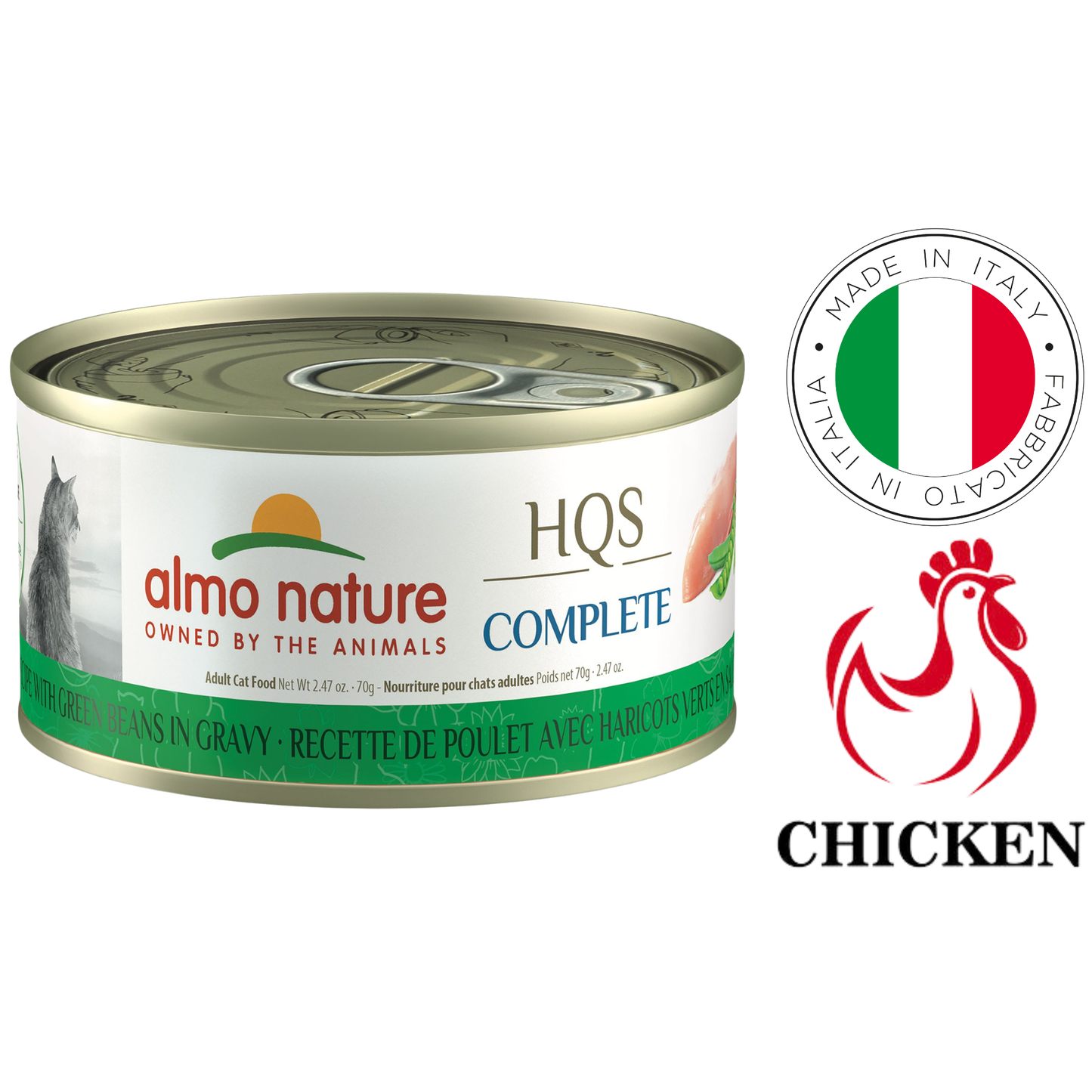 Almo Nature - Chicken & Green Beans In Gravy Canned Cat Food - 70 Grams
