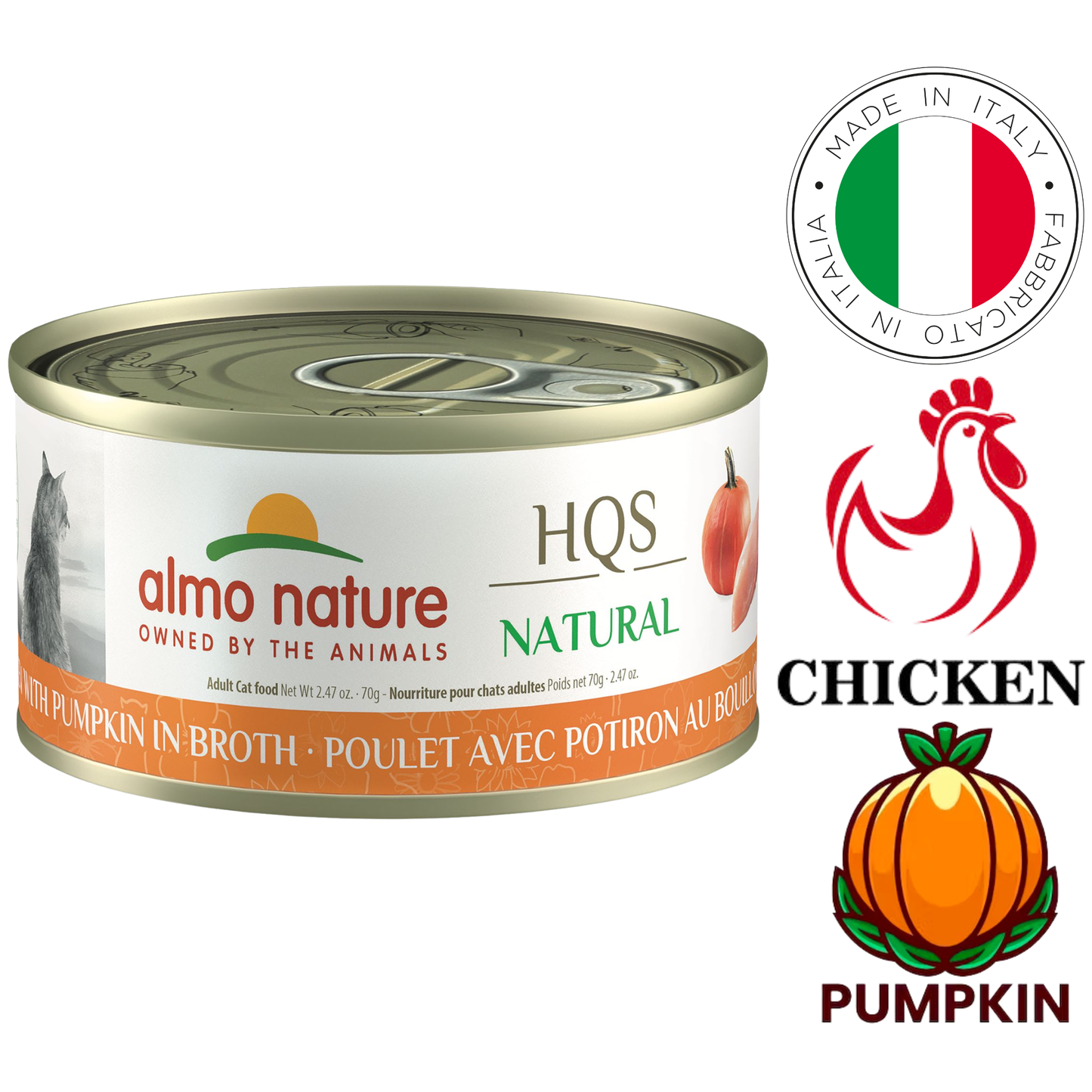 Almo Nature - Chicken & Pumpkin In Broth Canned Cat Food - 70 Grams