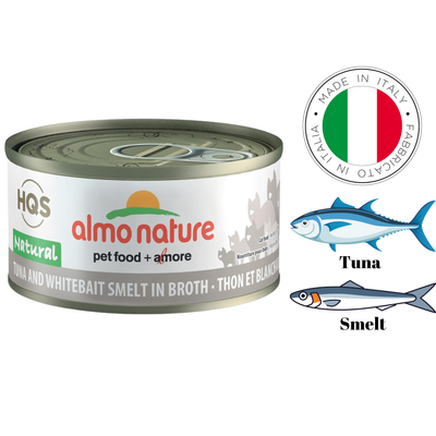 Almo Nature - Tuna & Whitebait Smelt In Broth Canned Cat Food - 70 Grams