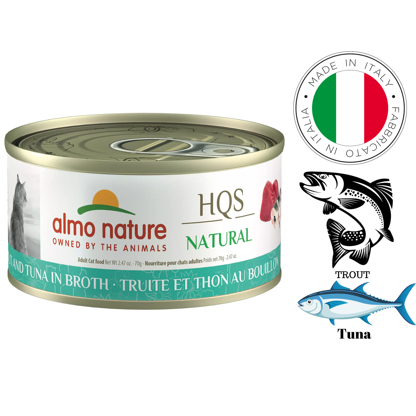 Almo Nature - Trout & Tuna In Broth Canned Cat Food - 70 Grams