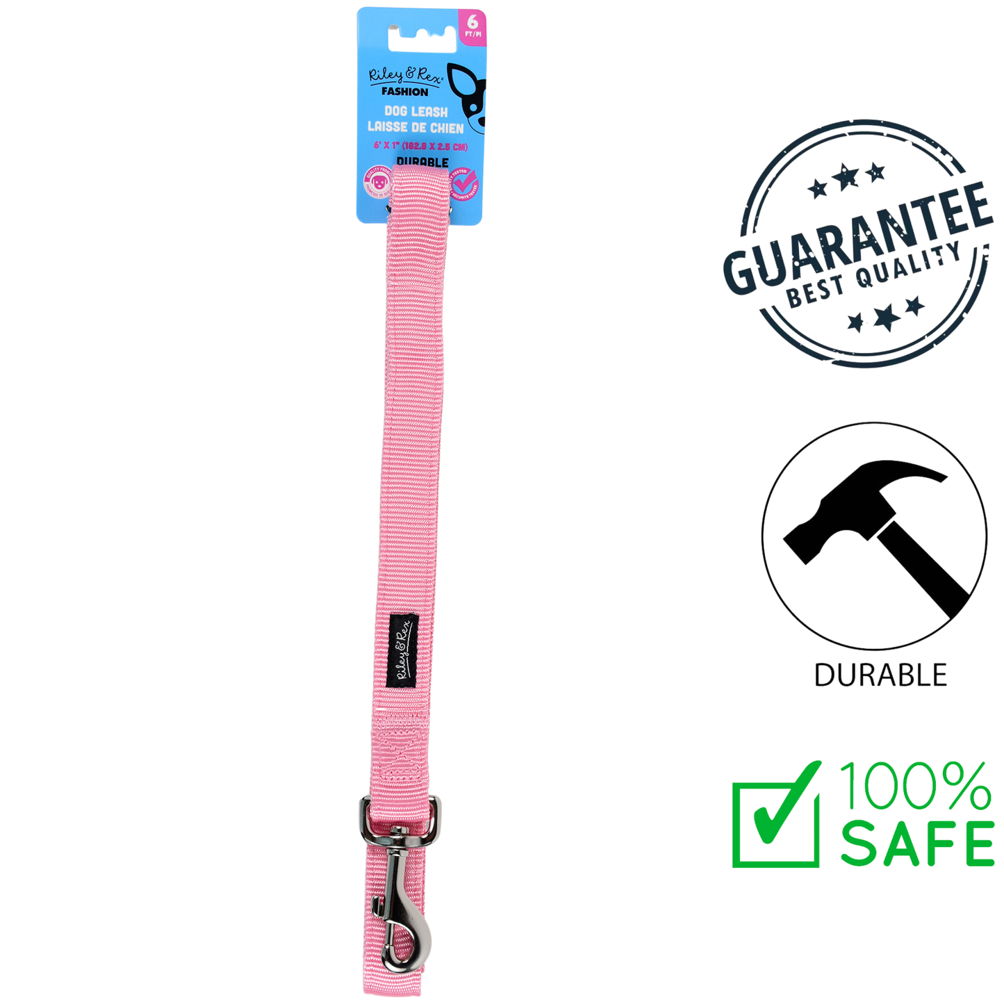 Riley & Rex - 6 Ft Solid Nylon Dog Leash