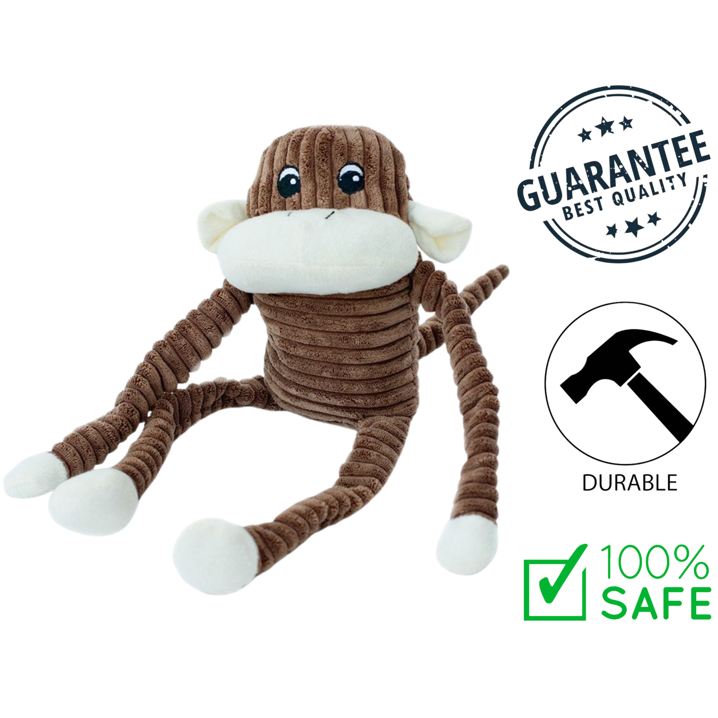 ZippyPaws - Spencer The Crinkle Monkey Dog Toy
