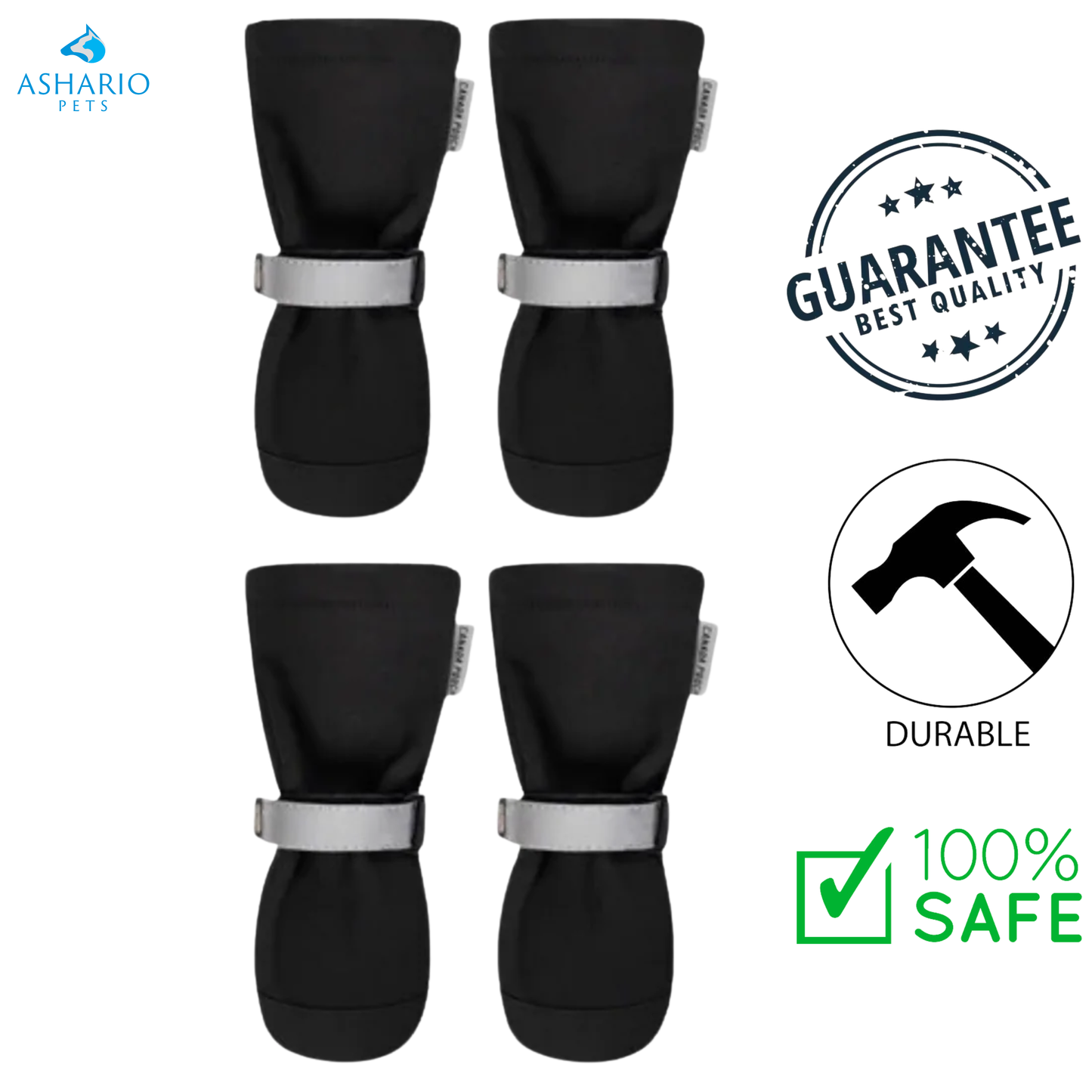 Canada Pooch - Soft Shield Reflective Dog Boots - Black