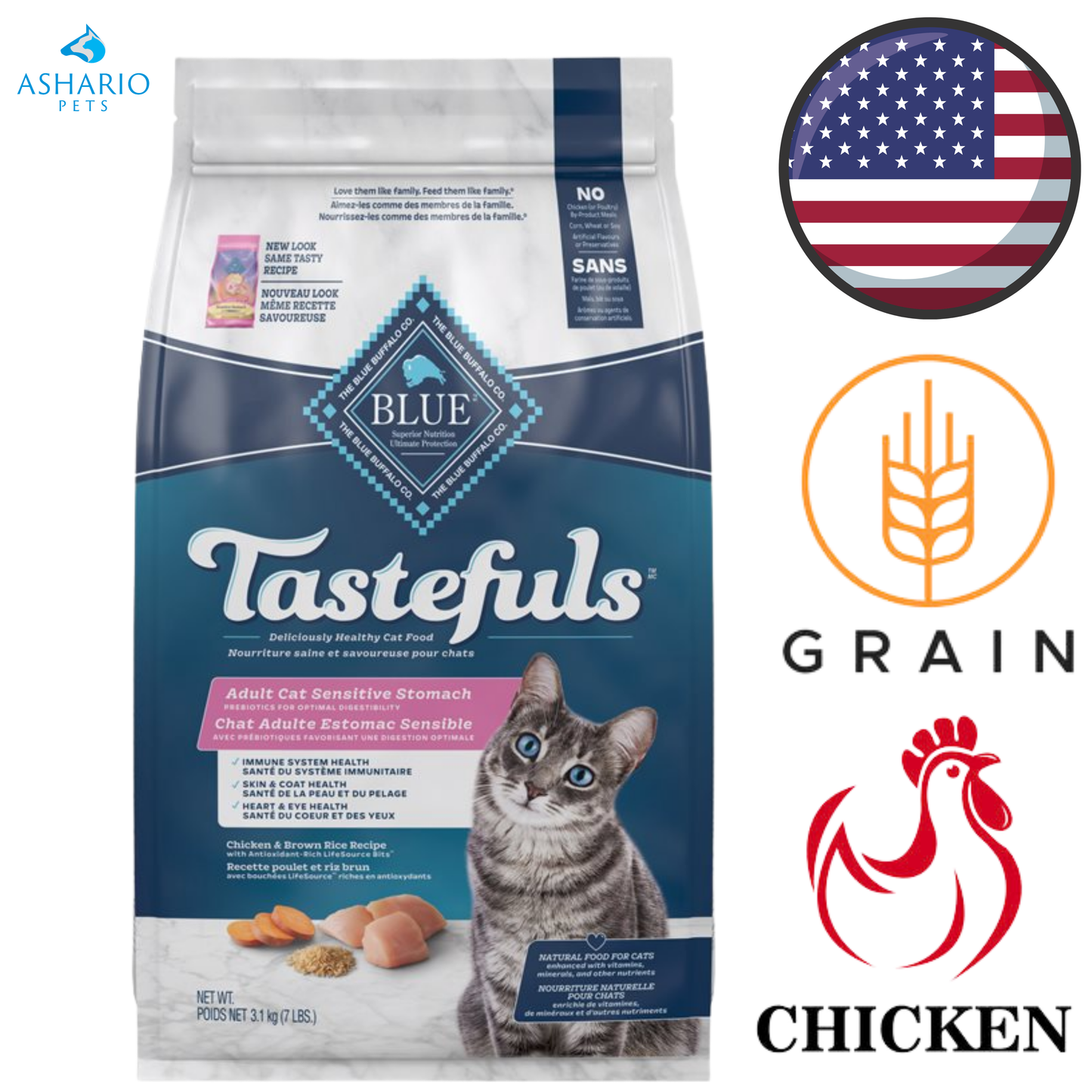 Blue Buffalo - Tastefuls Sensitive Stomach Chicken Adult Dry Cat Food