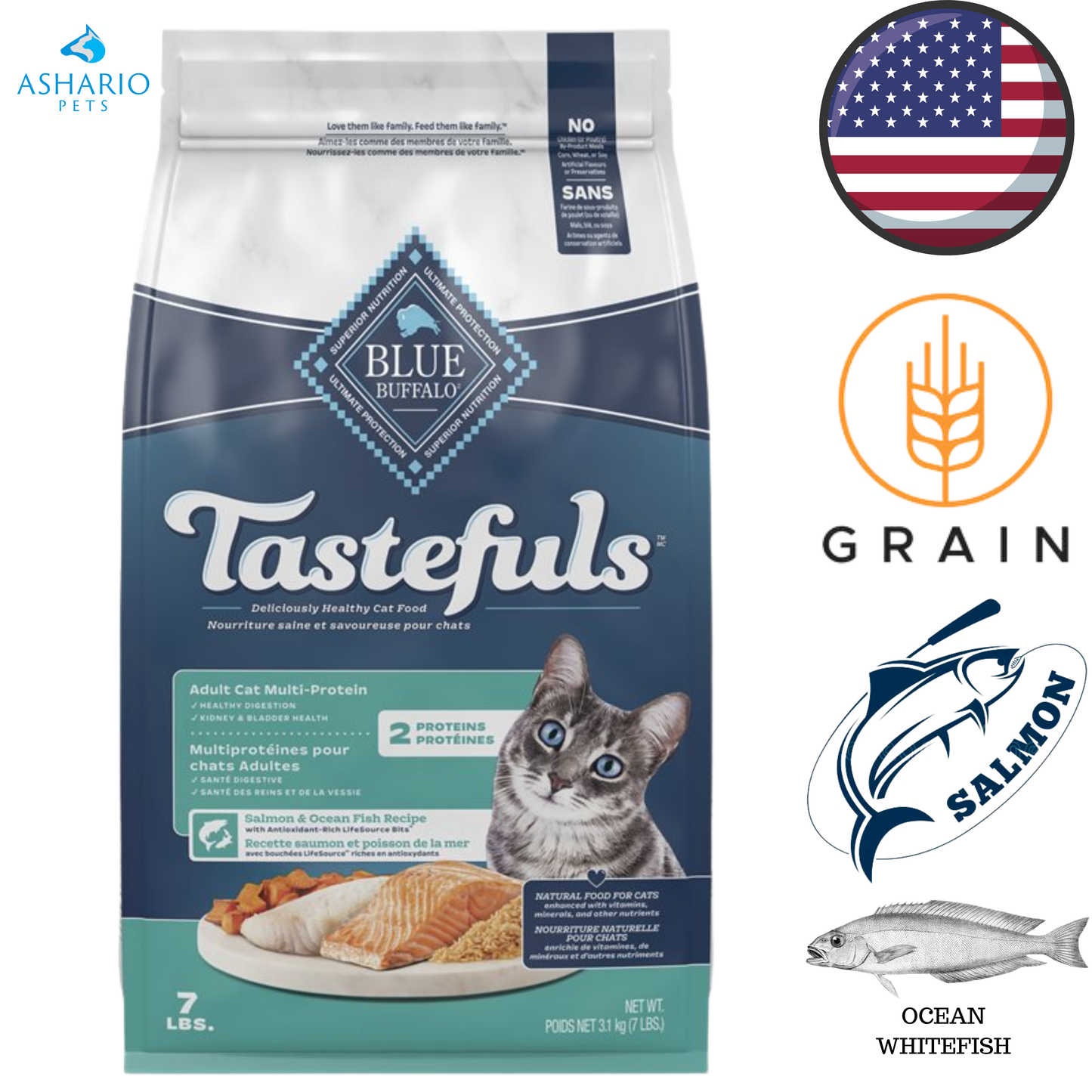 Blue Buffalo - Tastefuls Multi-Protein Salmon & Ocean Fish Adult Dry Cat Food