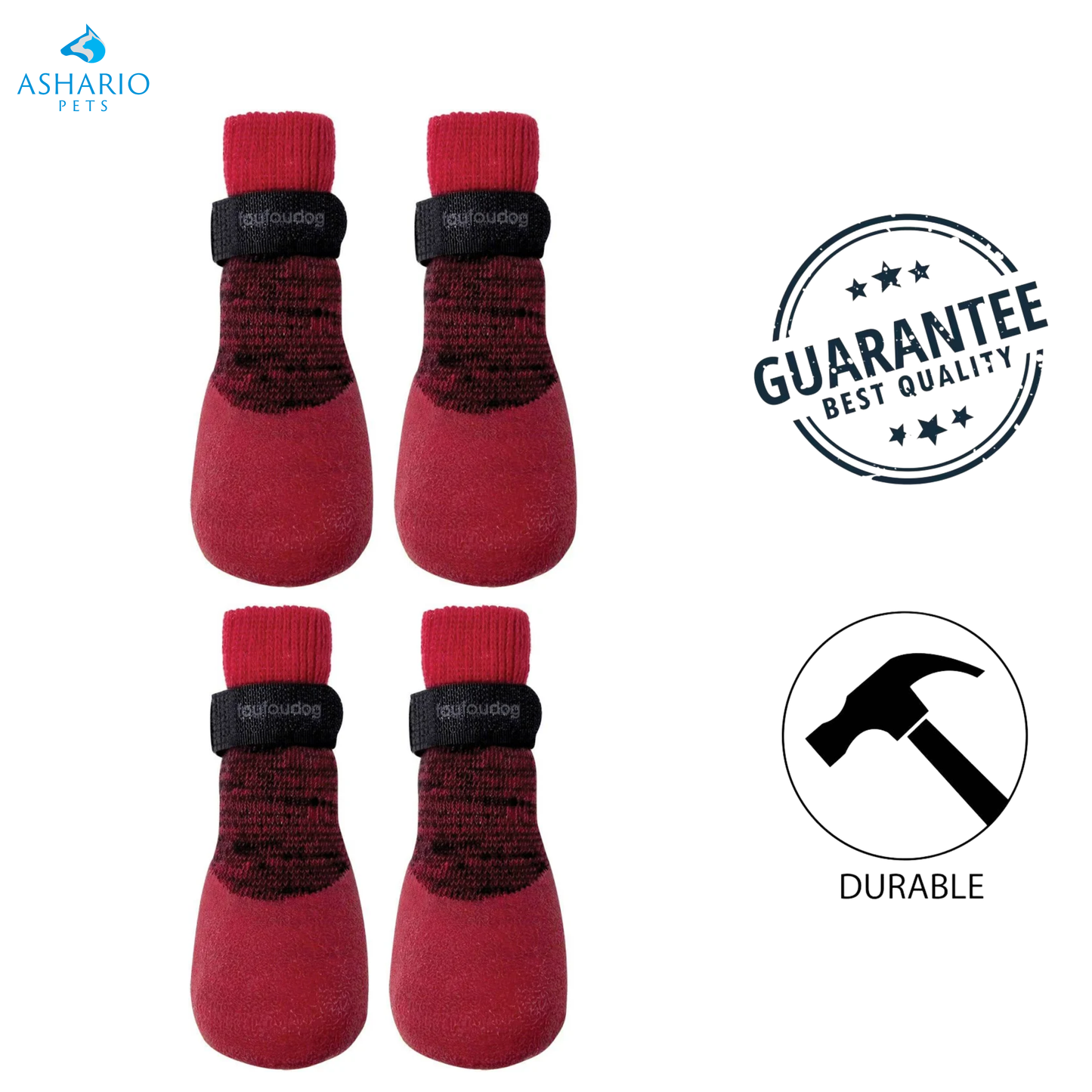 FouFouBrands - Rubber Dipped Dog Socks - Red