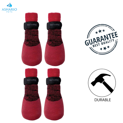 FouFouBrands - Rubber Dipped Dog Socks - Red