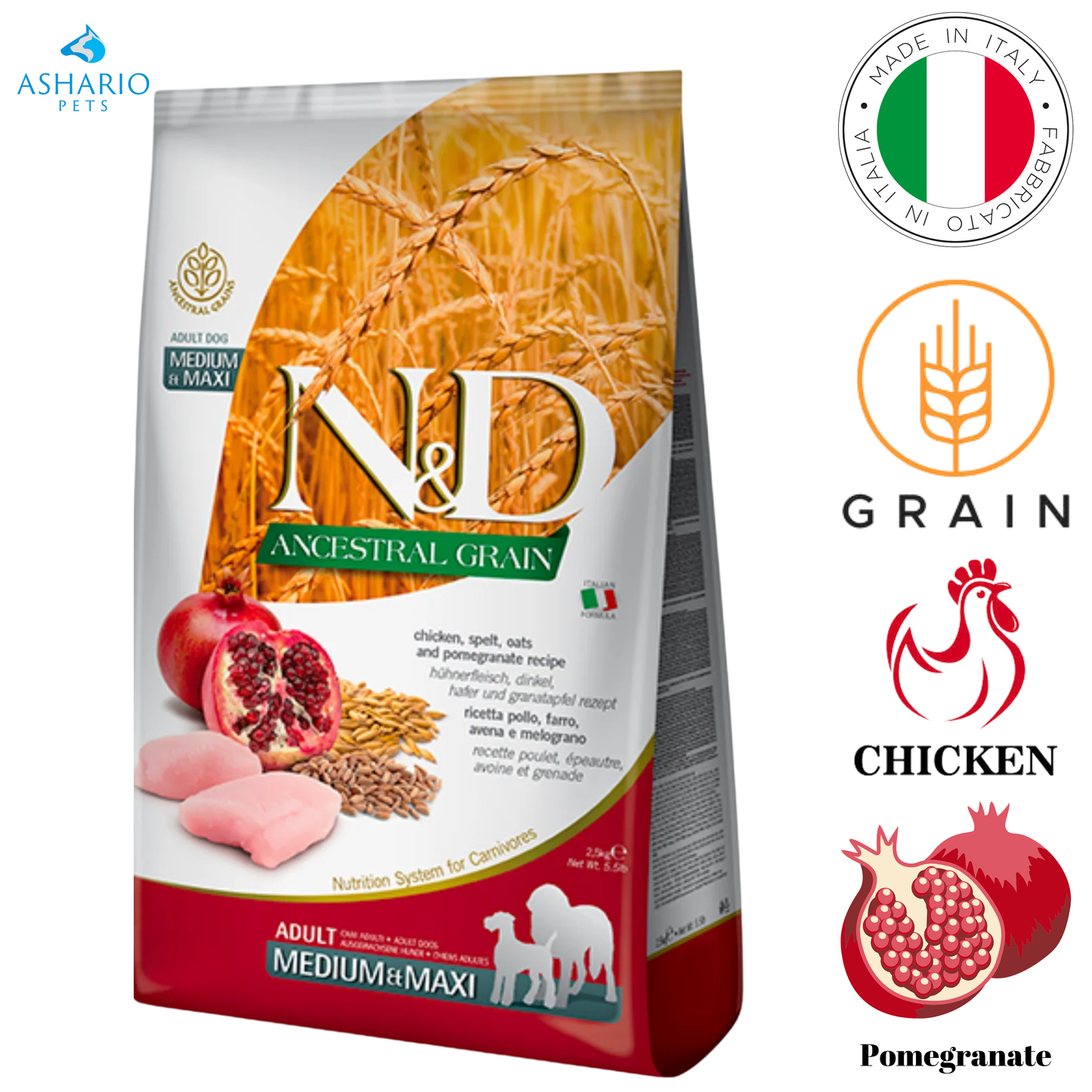 Farmina - Ancestral Grain Chicken & Pomegranate Medium & Maxi Dry Dog Food