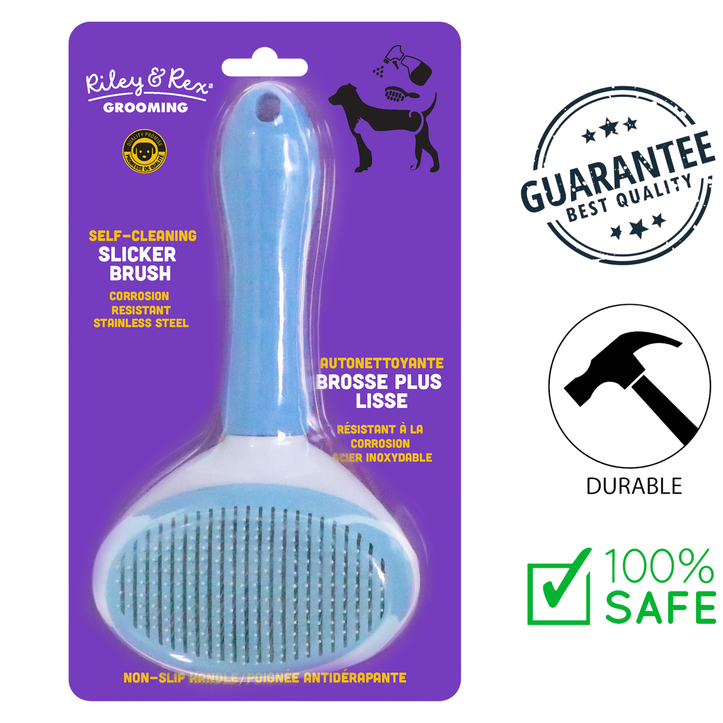 Riley & Rex - Self-Cleaning Pet Slicker Brush