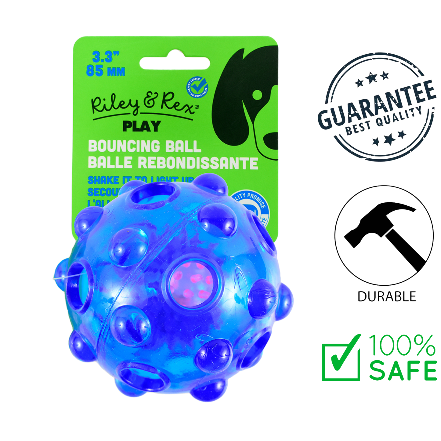Riley & Rex - Light Up Bouncing Ball Dog Toy