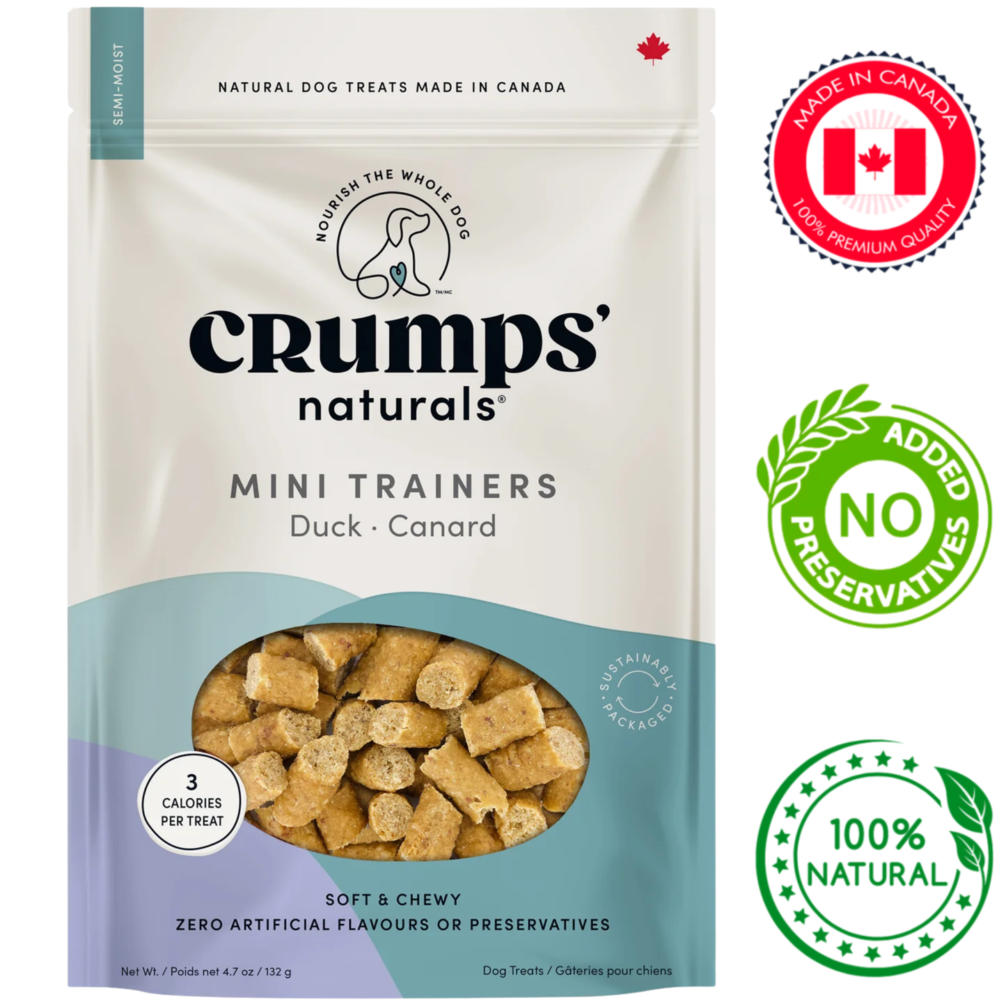 Crumps' Natural - Semi Moist Mini Trainers Duck Dog Treats