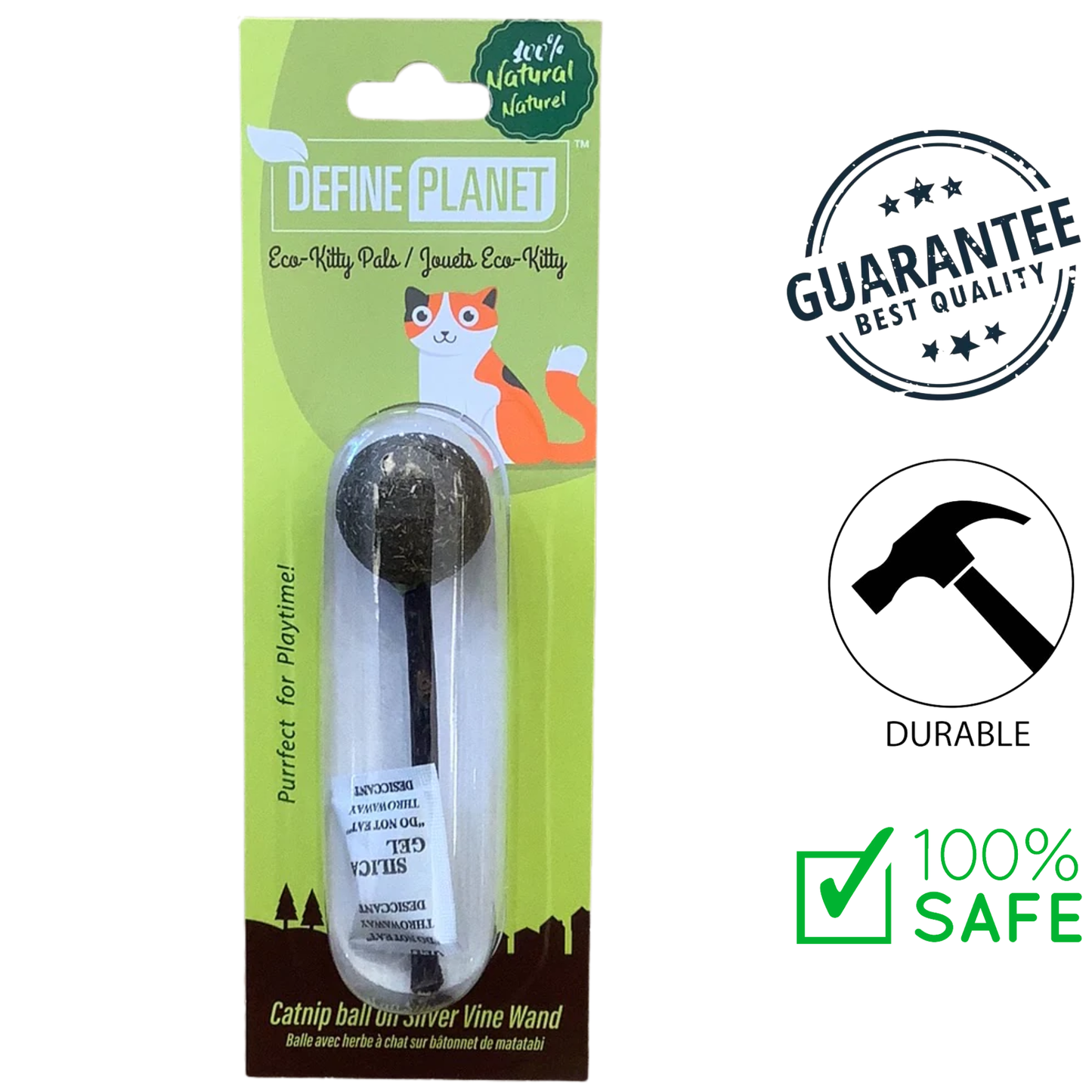 Define Planet - Catnip Ball On Silver Vine Wand Cat Toy