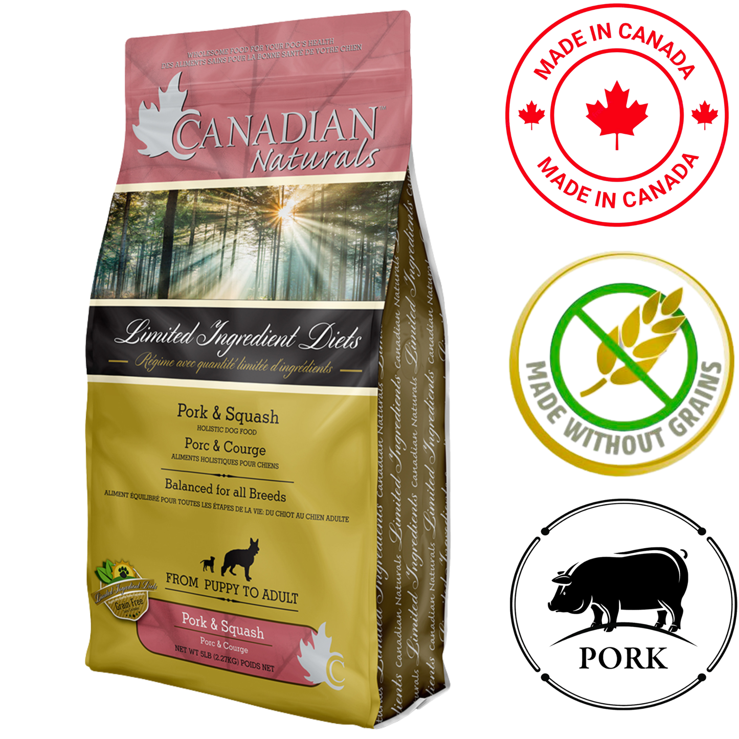 Canadian Naturals - Limited Ingredient Diet Pork & Butternut Squash Dry Dog Food - 5 lb