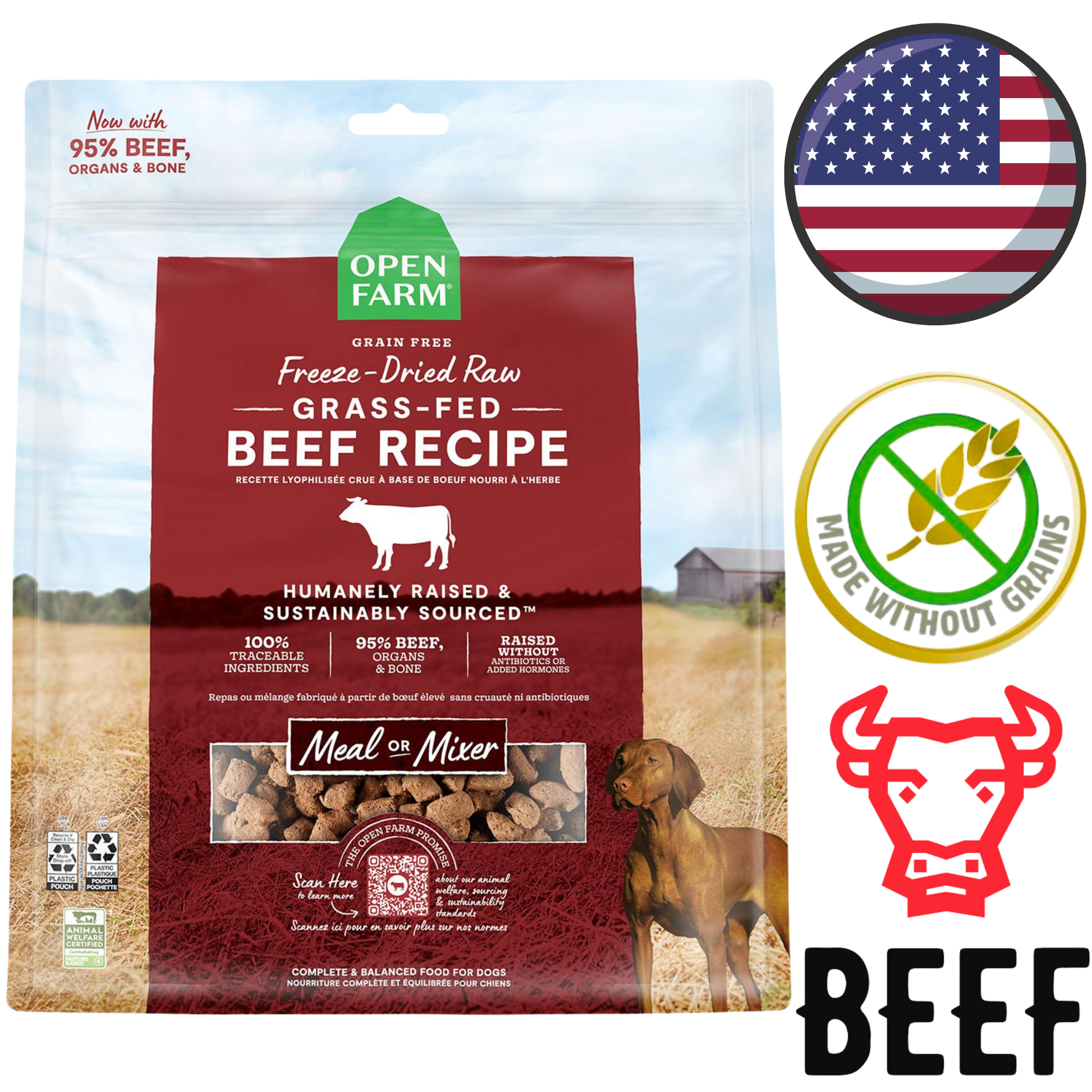 Open Farm - Grain Free Grass-Fed Beef Freeze Dried Dog Food — main