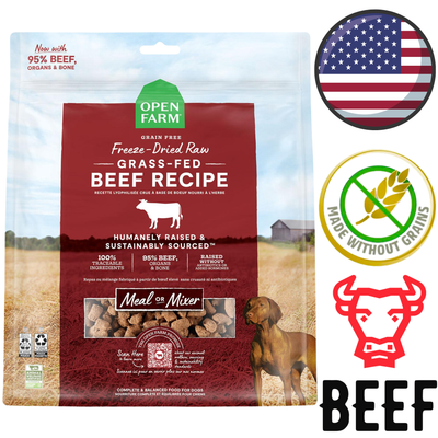 Open Farm - Grain Free Grass-Fed Beef Freeze Dried Dog Food