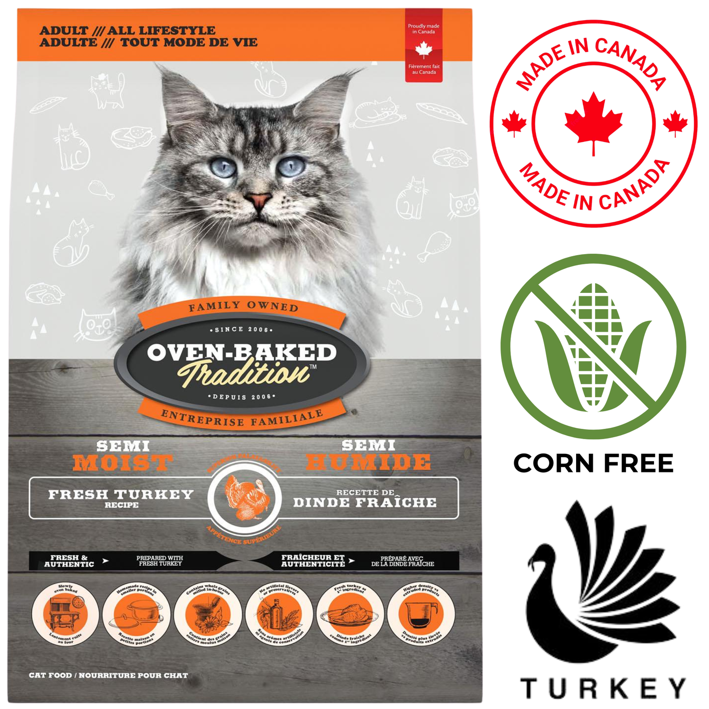 Oven-Baked Tradition - Nourriture semi-humide pour chats adultes à la dinde - 3 lb
