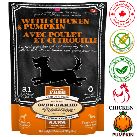 Tradition au four – Friandises pour chiens au poulet et à la citrouille, moelleuses et moelleuses – 227 g