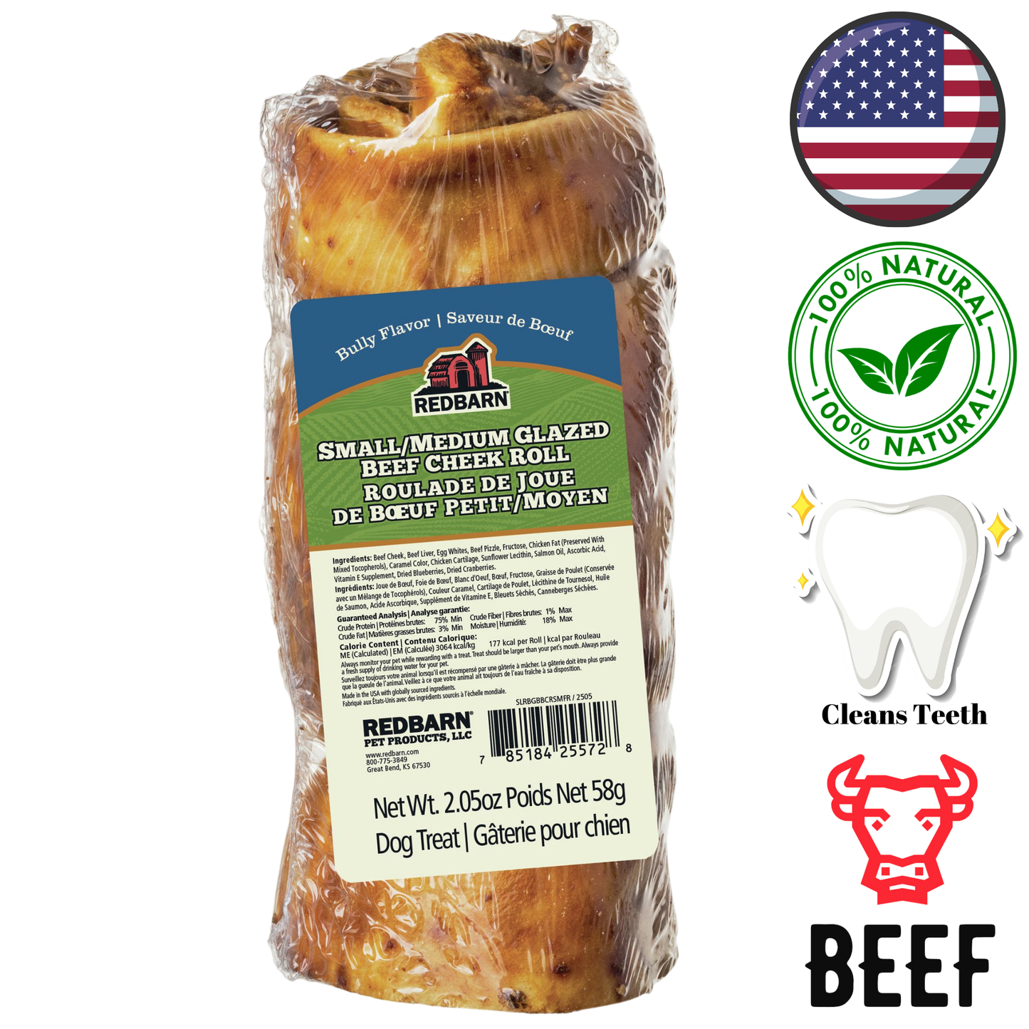 RedBarn - Glazed Beef Cheek Roll Bully Dog Treats