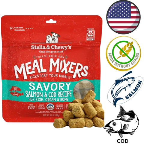 Stella & Chewy's - Savoury Salmon & Cod Freeze Dried Raw Meal Mixers For Dogs