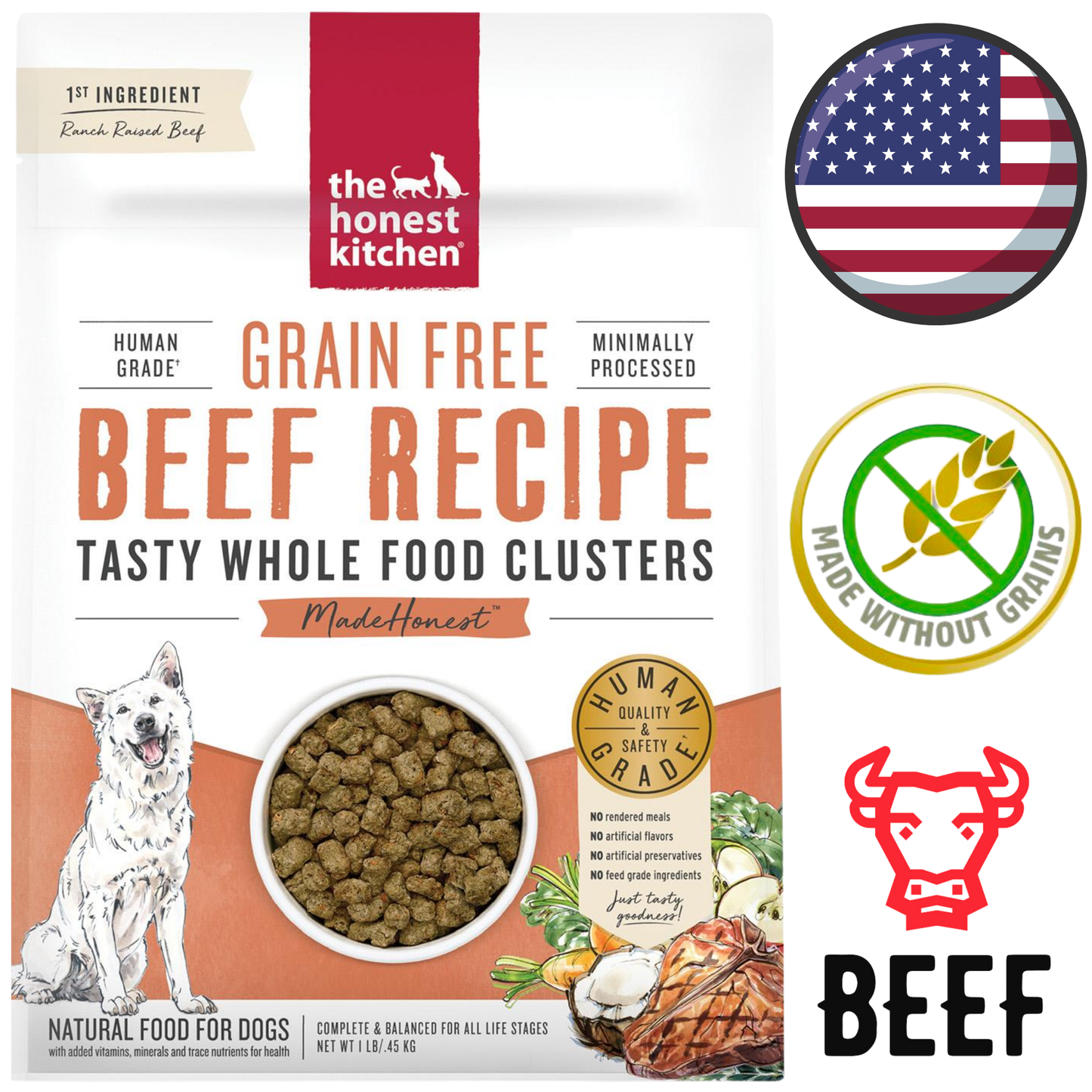 The Honest Kitchen - Nourriture pour chiens au bœuf, sans céréales, 5 lb