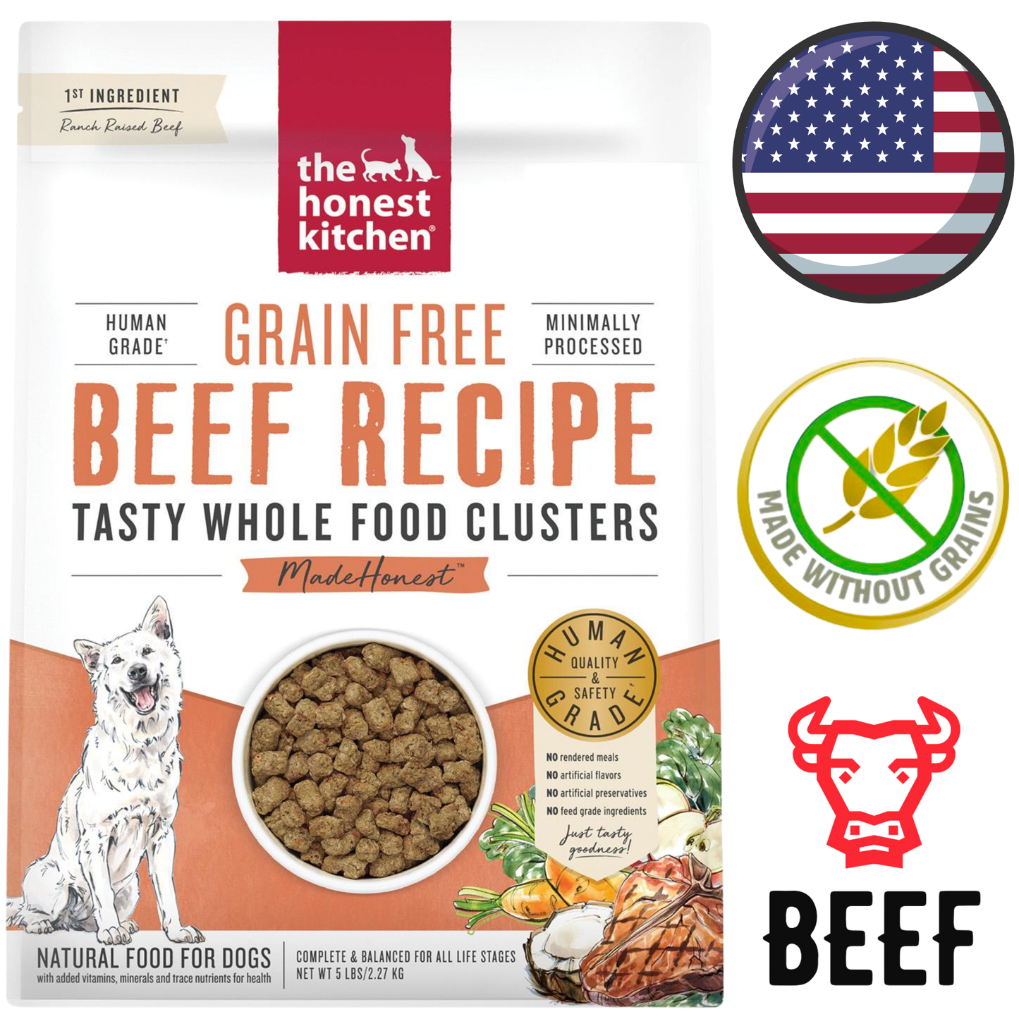The Honest Kitchen - Nourriture pour chiens au bœuf, sans céréales, 5 lb