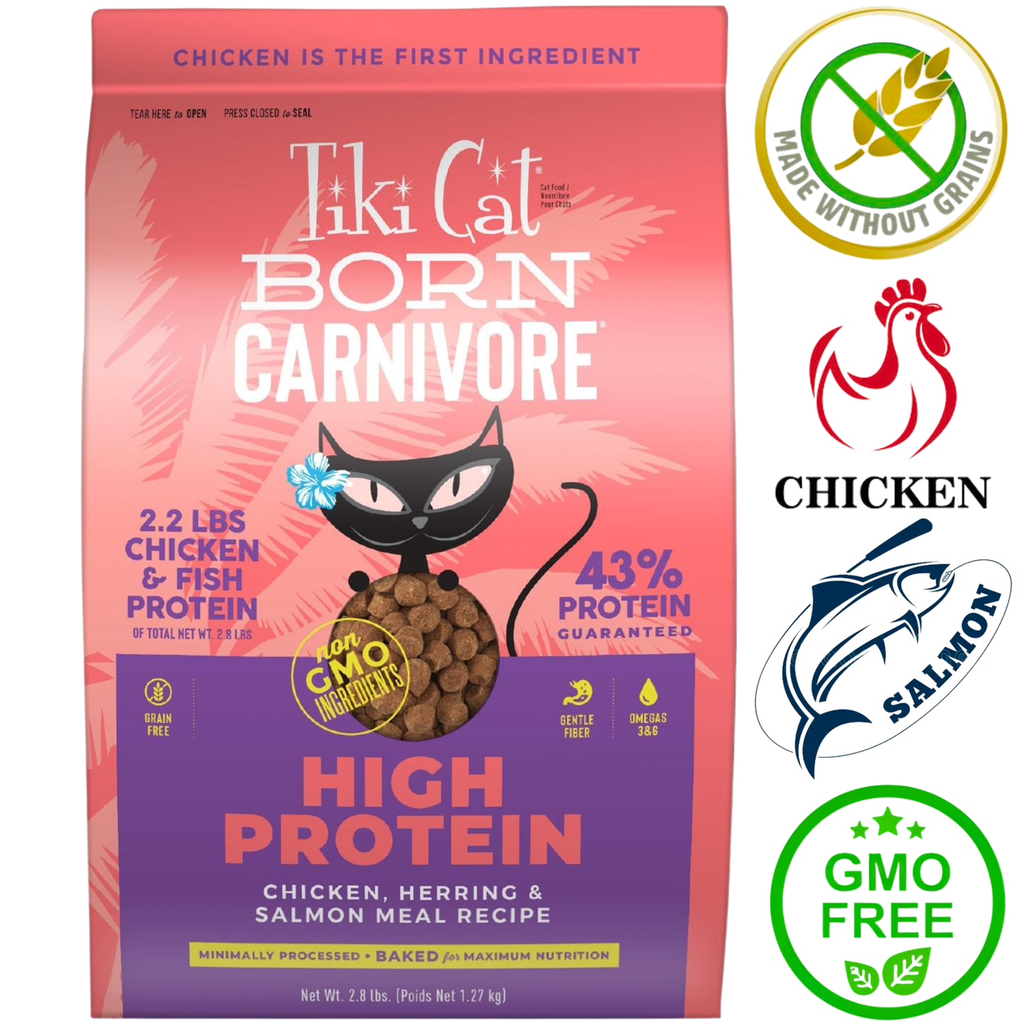 Tiki Cat - Born Carnivore High Protein Chicken, Herring & Salmon Dry Cat Food