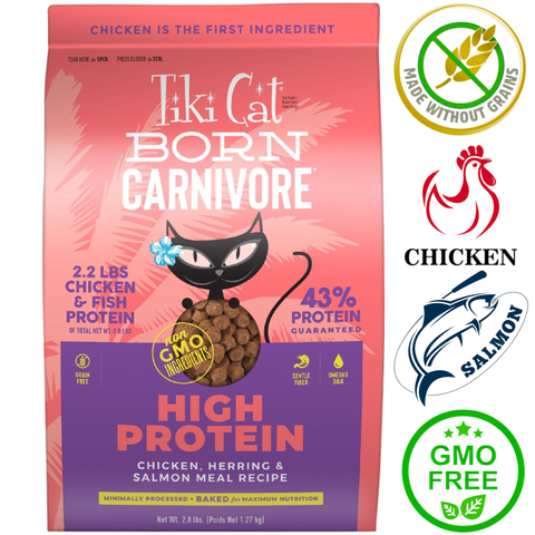 Tiki Cat - Born Carnivore High Protein Chicken, Herring & Salmon Dry Cat Food