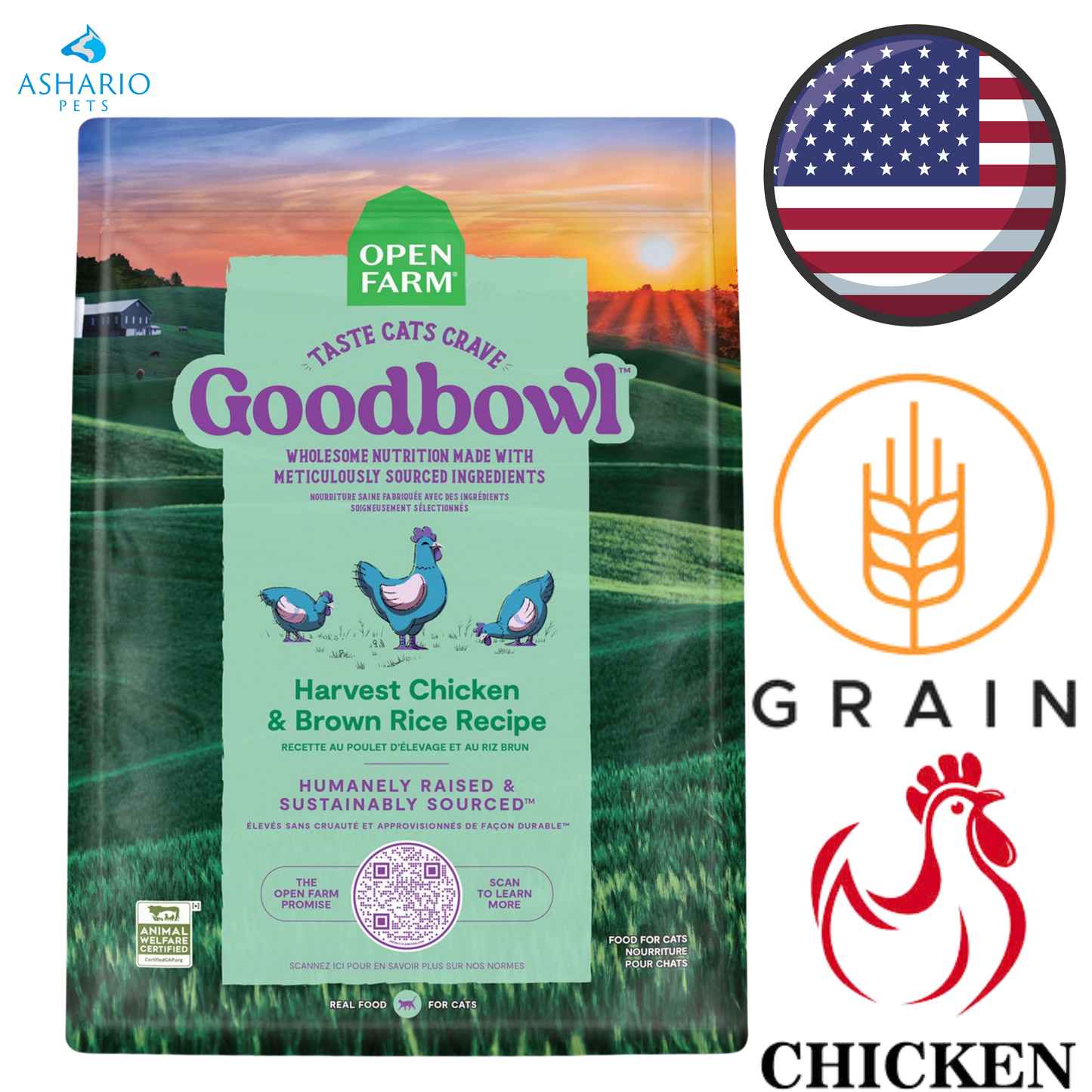 Open Farm - Goodbowl Harvest Chicken & Brown Rice Dry Cat Food